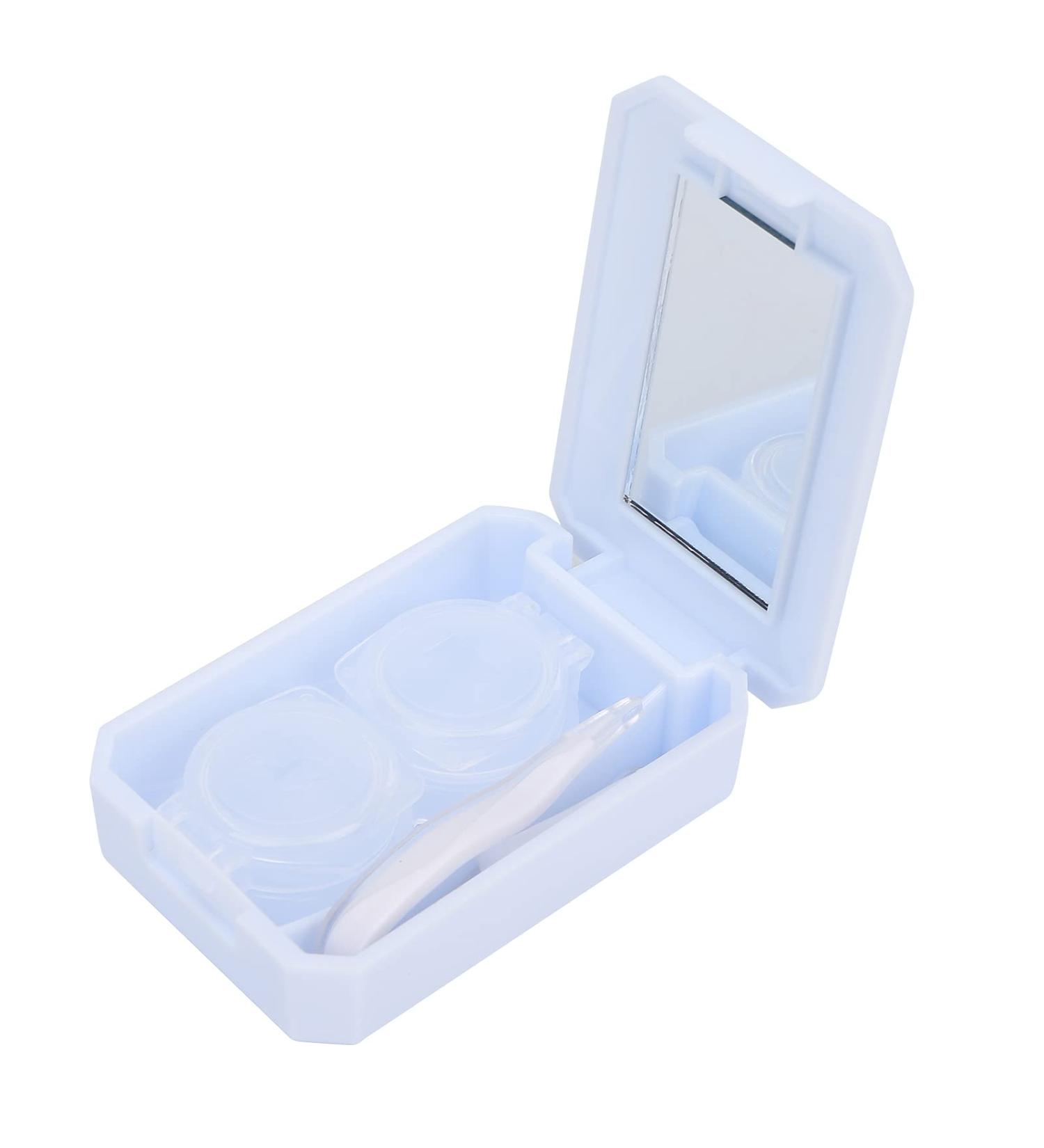 Portable Contact Lens Box with Mirror & Tweezer - Dust-Tight Storage Container for Travel (Blue) - Buy Online on GoSupps.com