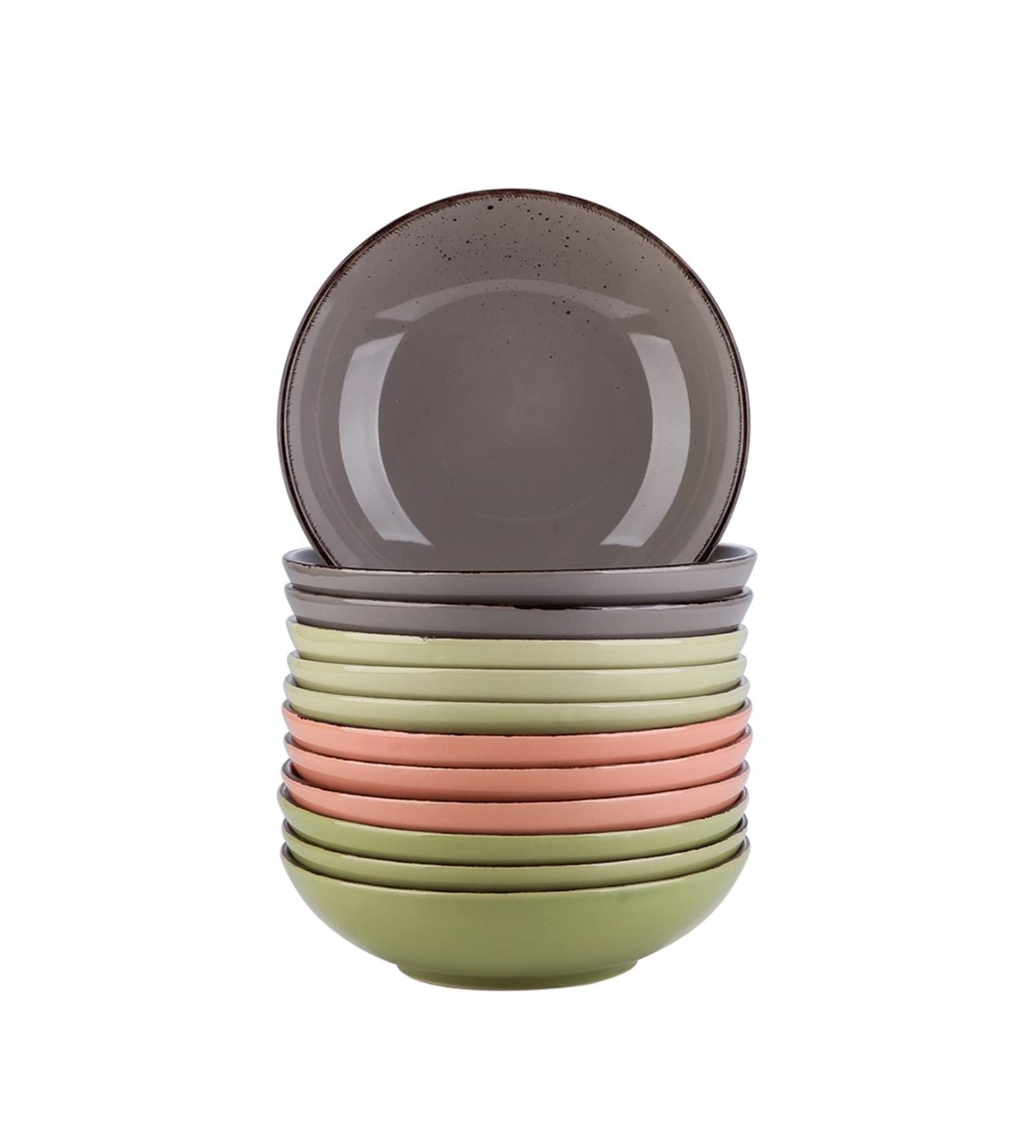 Dishes 4/8/12 Piece 4 Colors Vintage Stoneware Ceramic Soup Plate Set Snack Salad Fruit Deep Dish Set (Color : 4pcs) (12pcs) - Buy Online on GoSupps.com