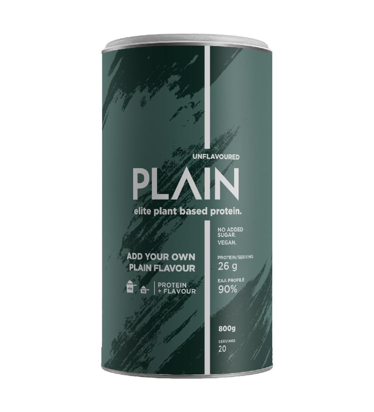 Plain Vegan Protein Powder - 26g Protein/Portion 90% EAA Profile Soy-Free 800g Plastic-Reduced Pure Plant-Based - Buy Online on GoSupps.com