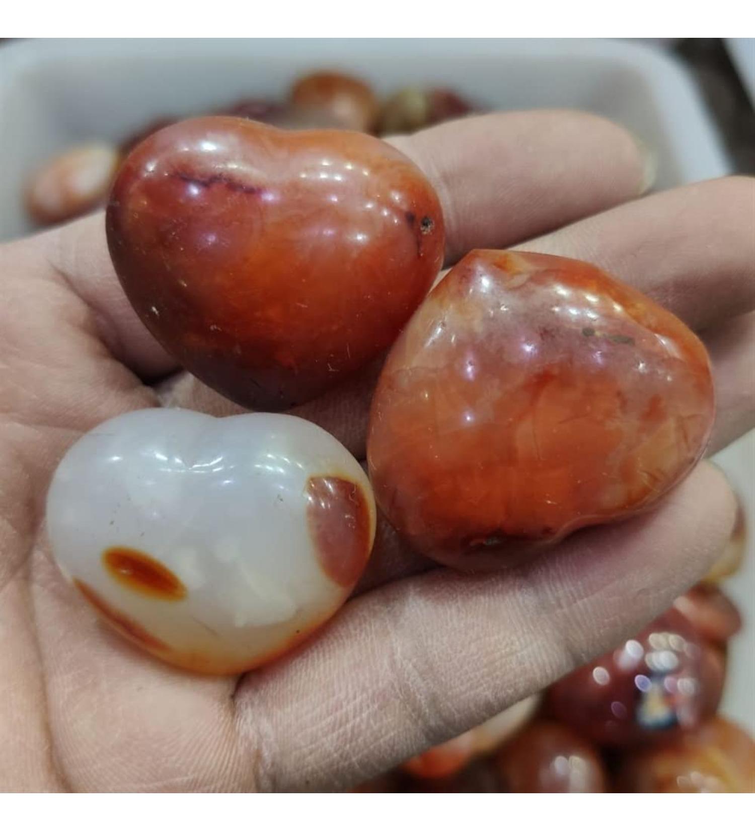 3pcs Natural Heart-Shaped Colorful Red Carnelian Agate Flame Geode Beautiful Crystal - Buy Online on GoSupps.com