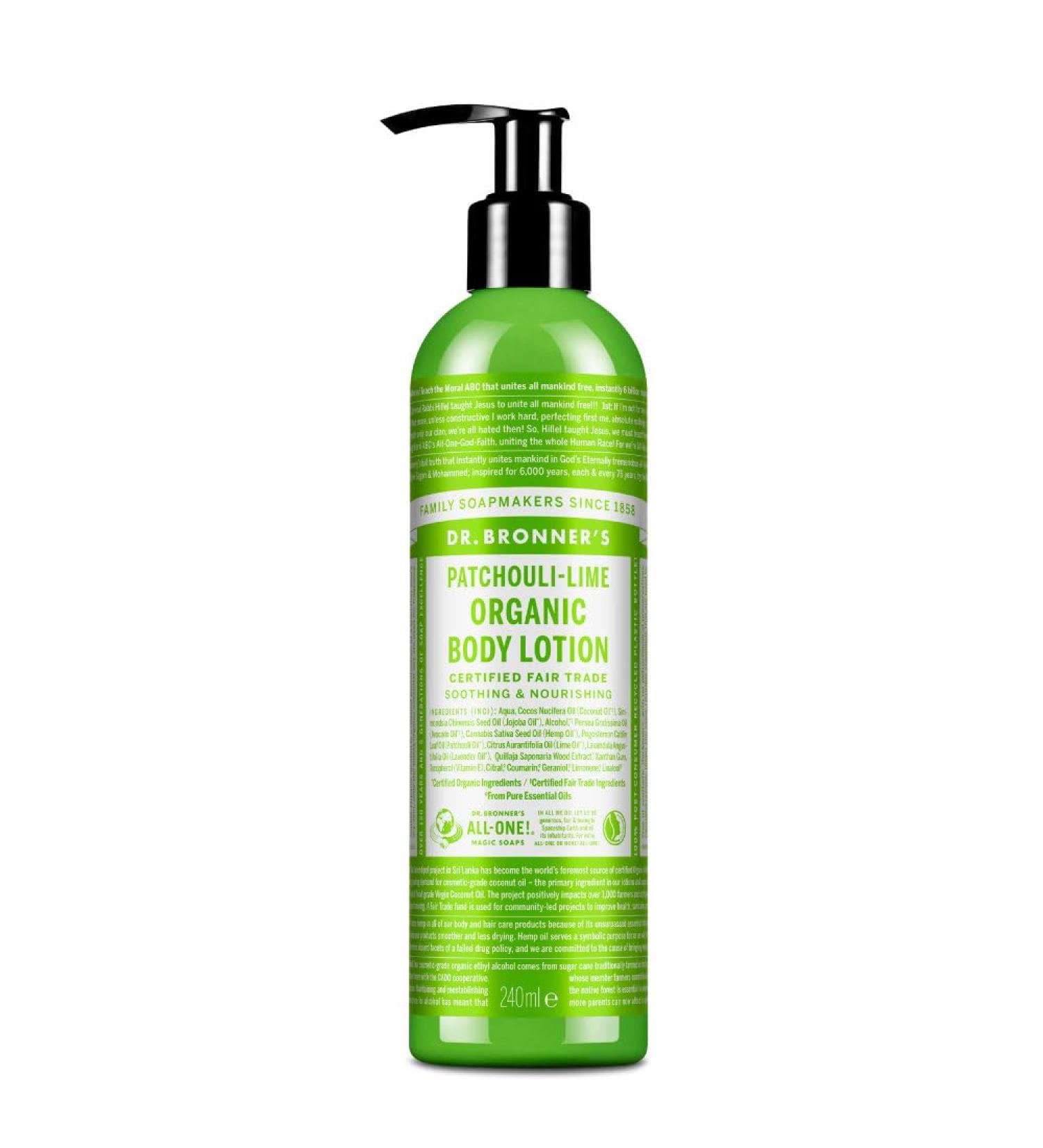 Buy Dr. Bronner's Organic Patchouli Lime Lotion - 8oz Pump Bottles (Pack of 2) | International Shipping Available - Buy Online on GoSupps.com