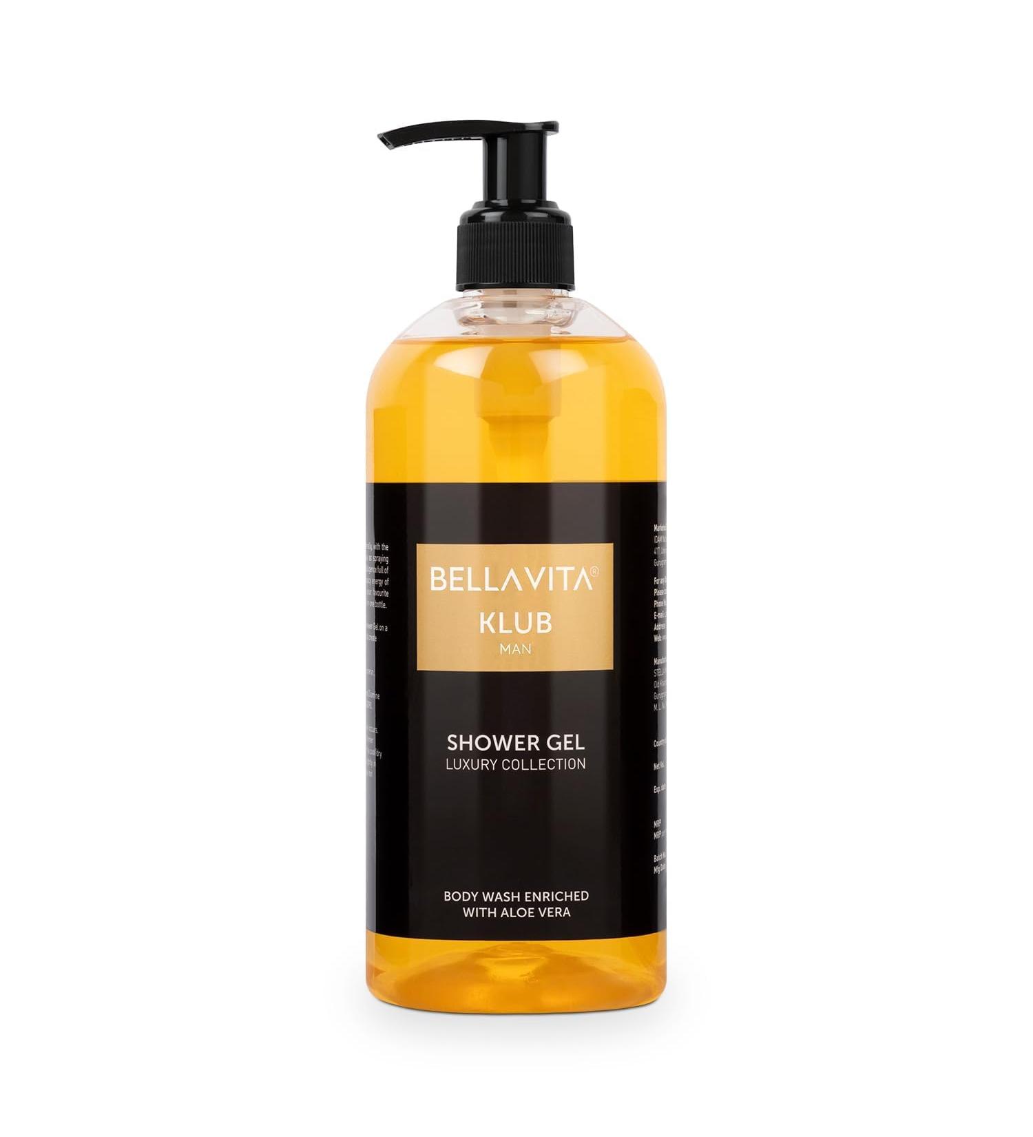 RUVYAA Bella Vita Luxury KLUB Man Body Wash Refreshing Shower Gel for Deep Cleansing Hydrating Moisturising Softer & Smoother Skin with Aloe Vera 500 Ml - Buy Online on GoSupps.com