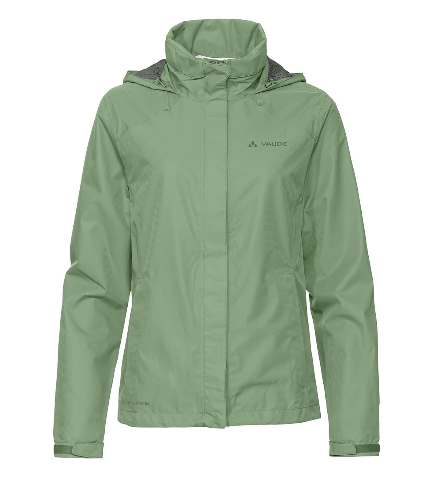 Vaude Women's Escape Bike Light Jacket - 2-Layer Rain Protection Hood in Collar Eco Finish - Reliable Cycling Gear in Willow Green - Buy Online on GoSupps.com