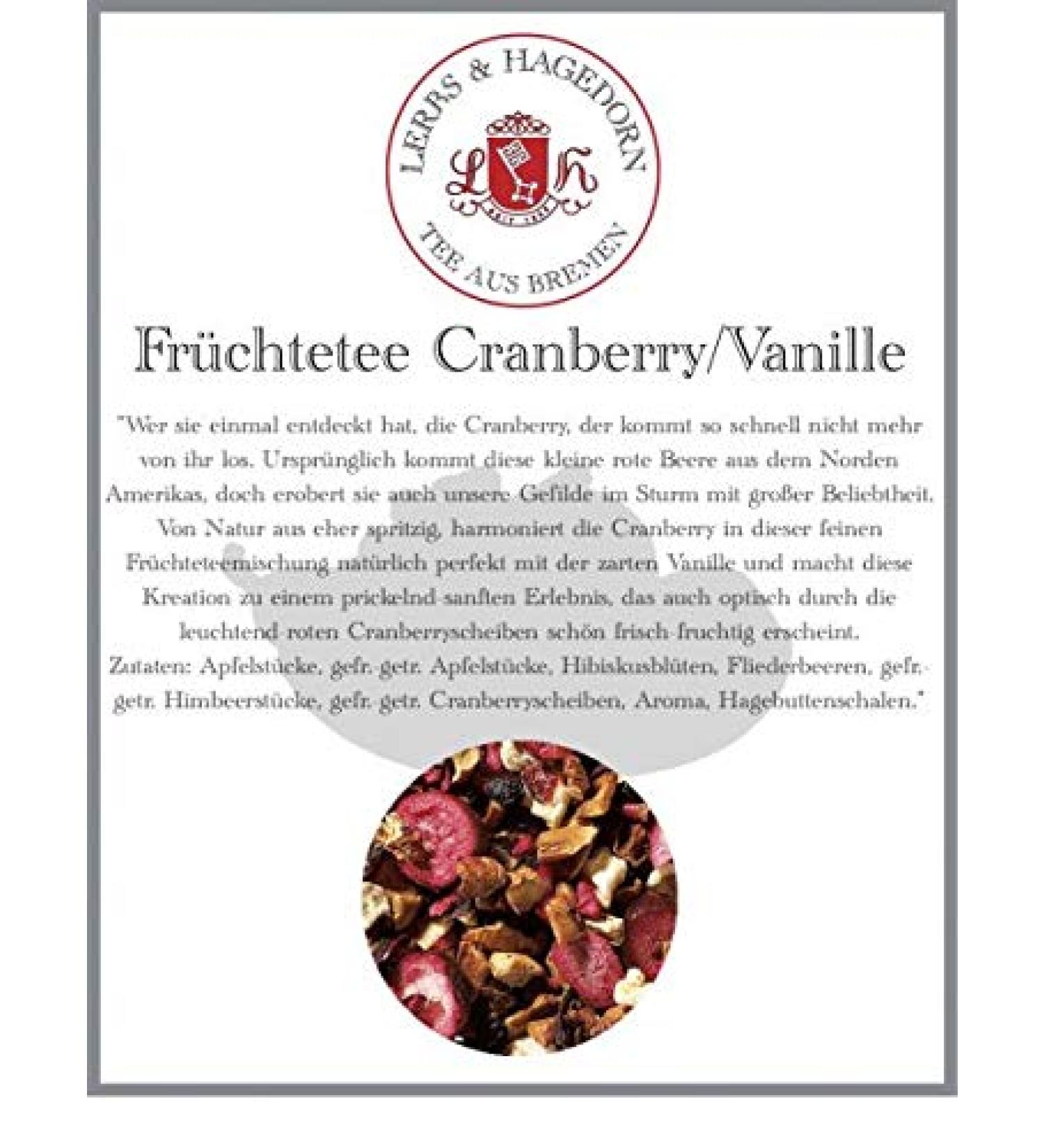 Lerbs & Hagedorn Cranberry/Vanilla Fruit Tea 1kg - Cranberry-Vanilla - Buy Online on GoSupps.com