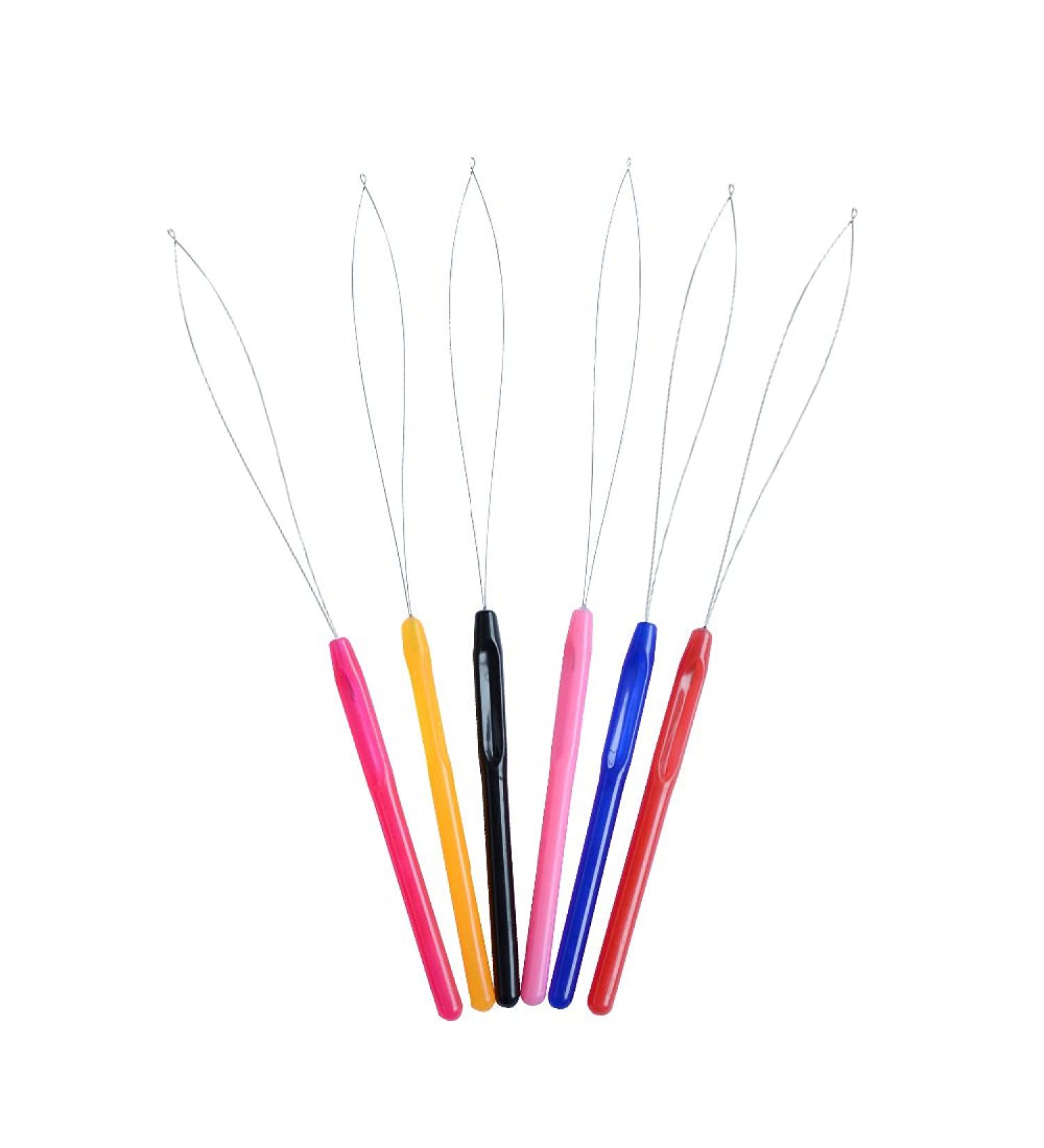 6 Pcs Plastic Hair Extension Loop Needle Threader Set - Hair & Feather Extensions Tool Kit (Multicolored) - Buy Online on GoSupps.com
