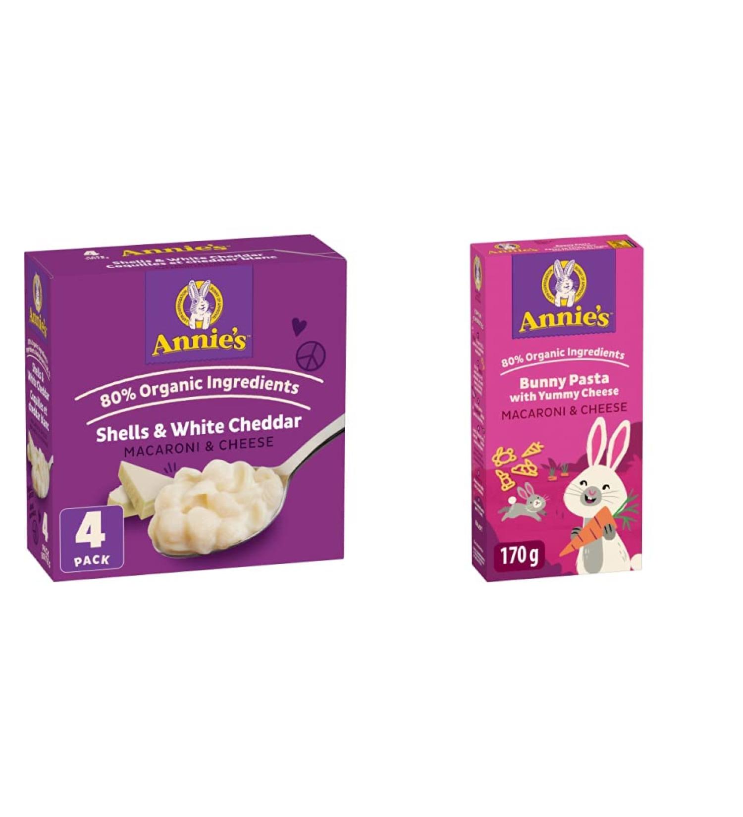 Annie's Homegrown Shells & White Cheddar Macaroni & Cheese 680 Grams & Bunny Pasta Yummy Cheese Macaroni & Cheese 170 Grams - Buy Online on GoSupps.com
