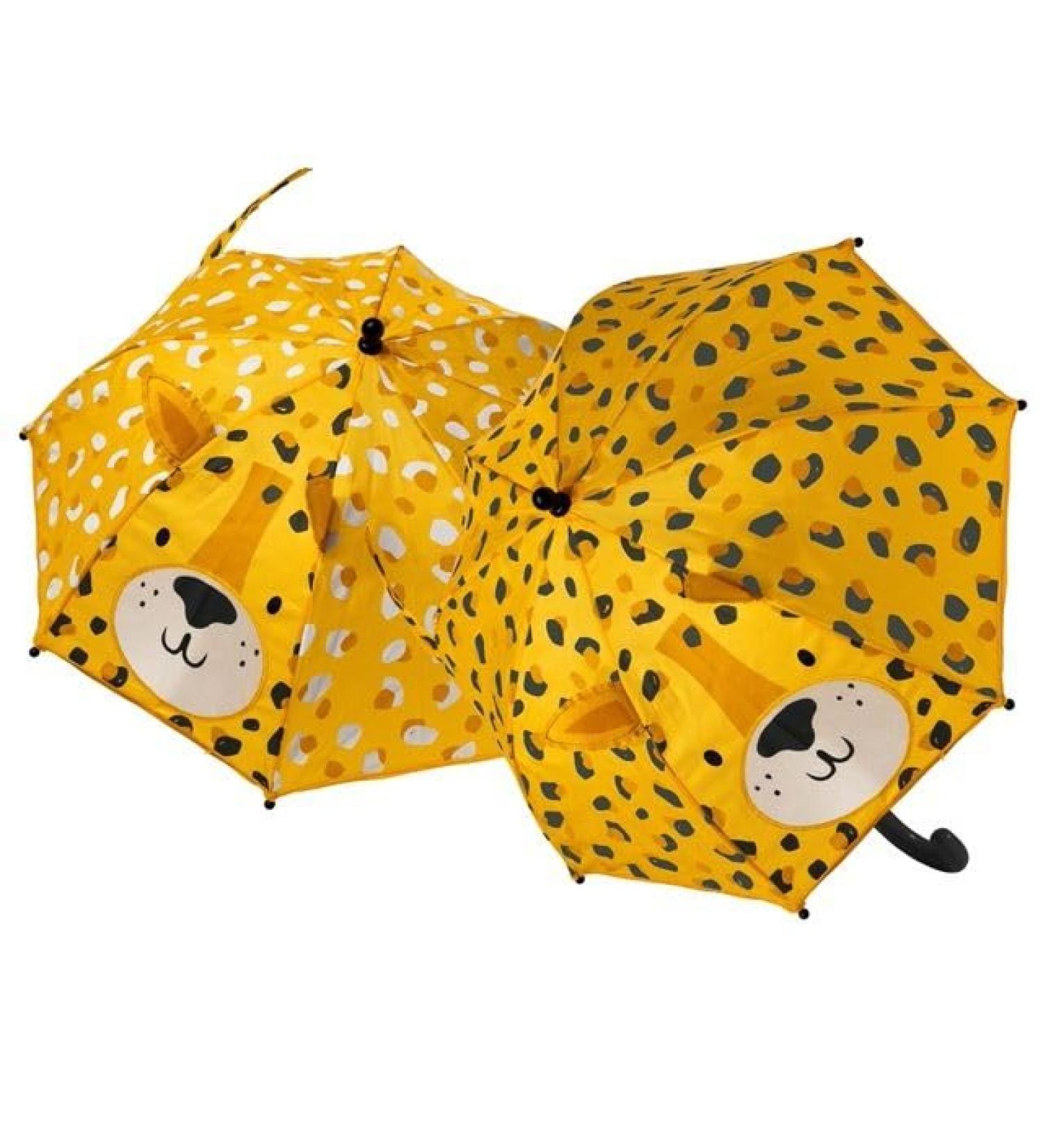 Floss & Rock Kids 3D Colour Changing Umbrella Leopard Design 56cm Yellow