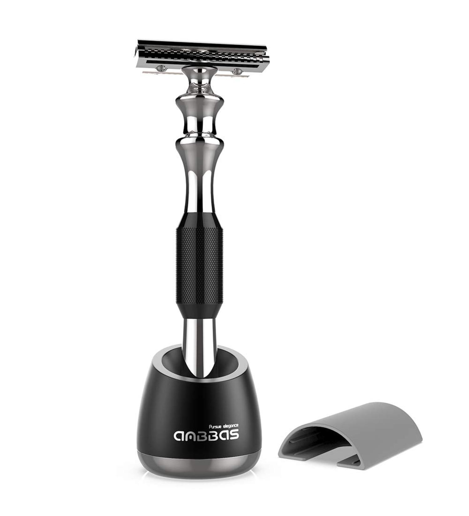 Absbas Black Long Handle Razor Plane Set Wet Shaving Rack for All Double Razor Blades - Perfect for Men & Women | International Shipping - Buy Online on GoSupps.com