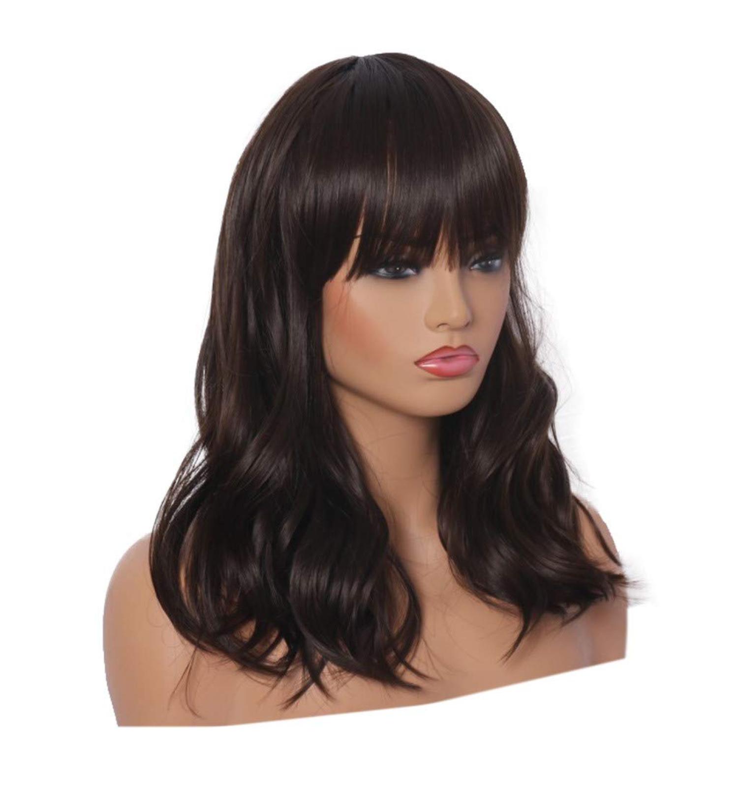 Long Brown Synthetic Wavy Wig for Women - 60s 70s 80s Brazilian Curly Cosplay Hair - Buy Online on GoSupps.com