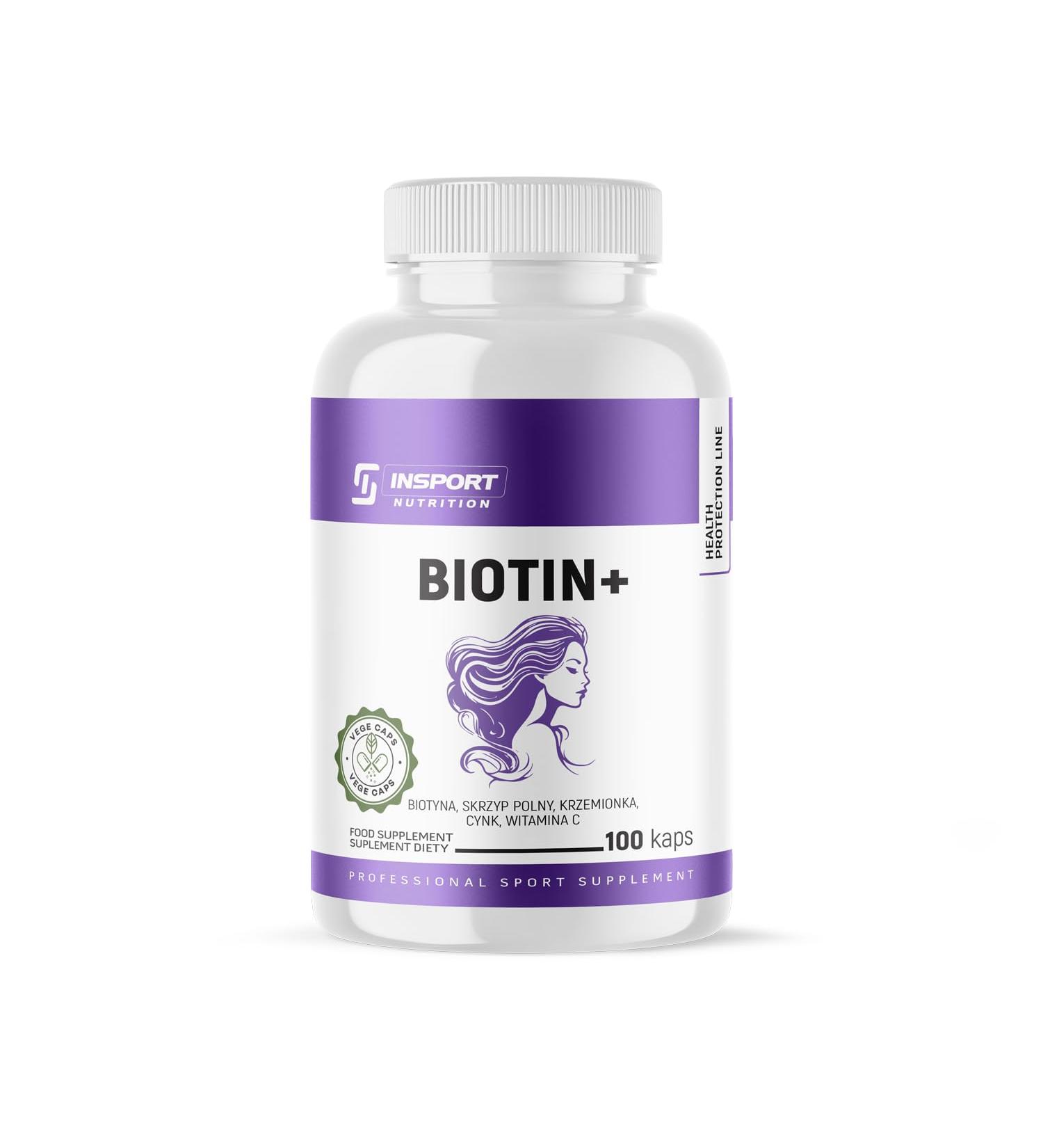 Biotin Plus - Support for Hair Skin and Nails - Horsetail Vitamin C Zinc and Biotin - 100 Capsules - Food Supplement without Additives INSPORT Nutrition - Buy Online on GoSupps.com