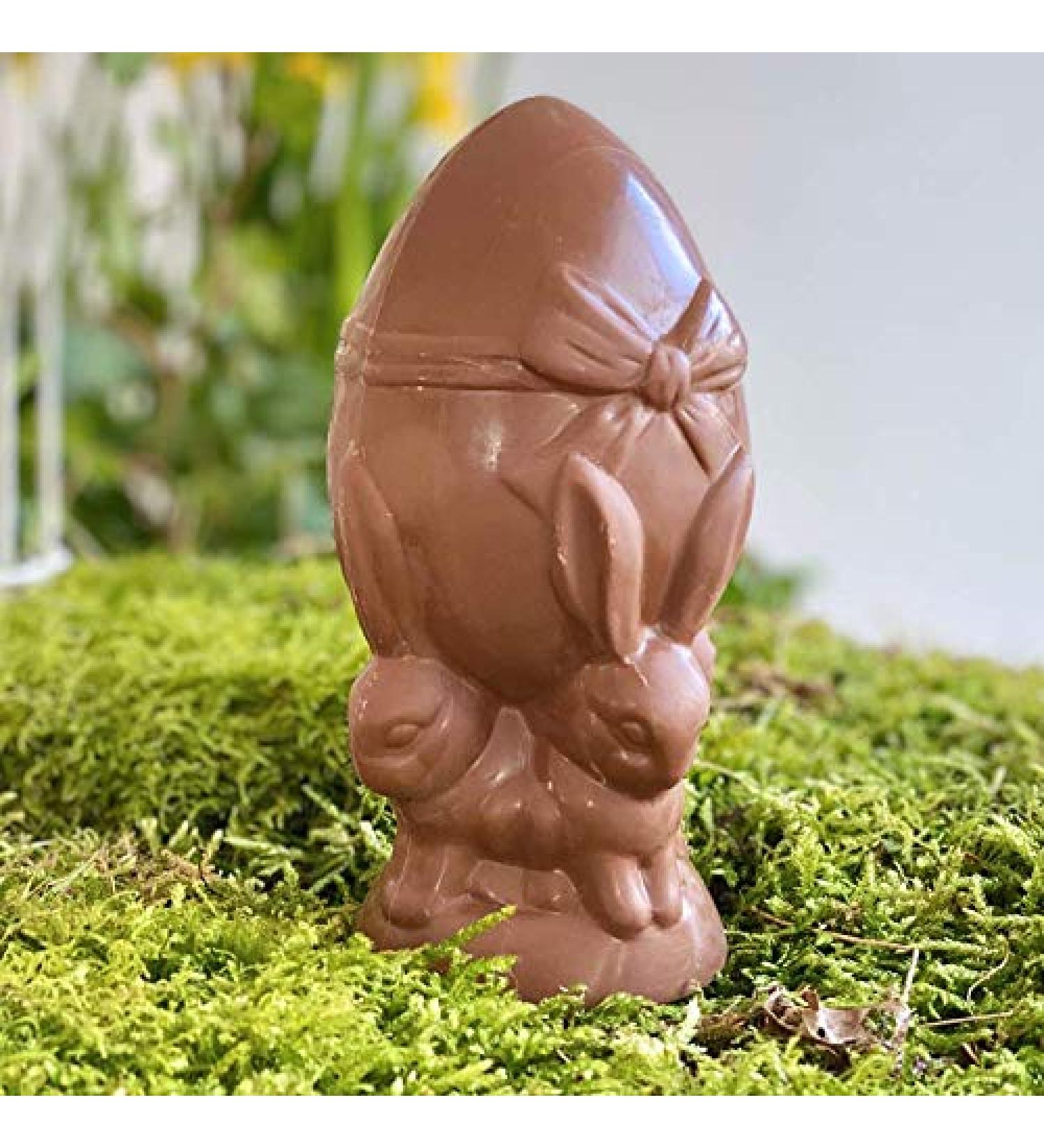 Easter chocolate molding RABBITS EGG ON THE BACK 140g - Easter chocolate - Handmade in France - Easter chocolate rabbit hen bell chick egg