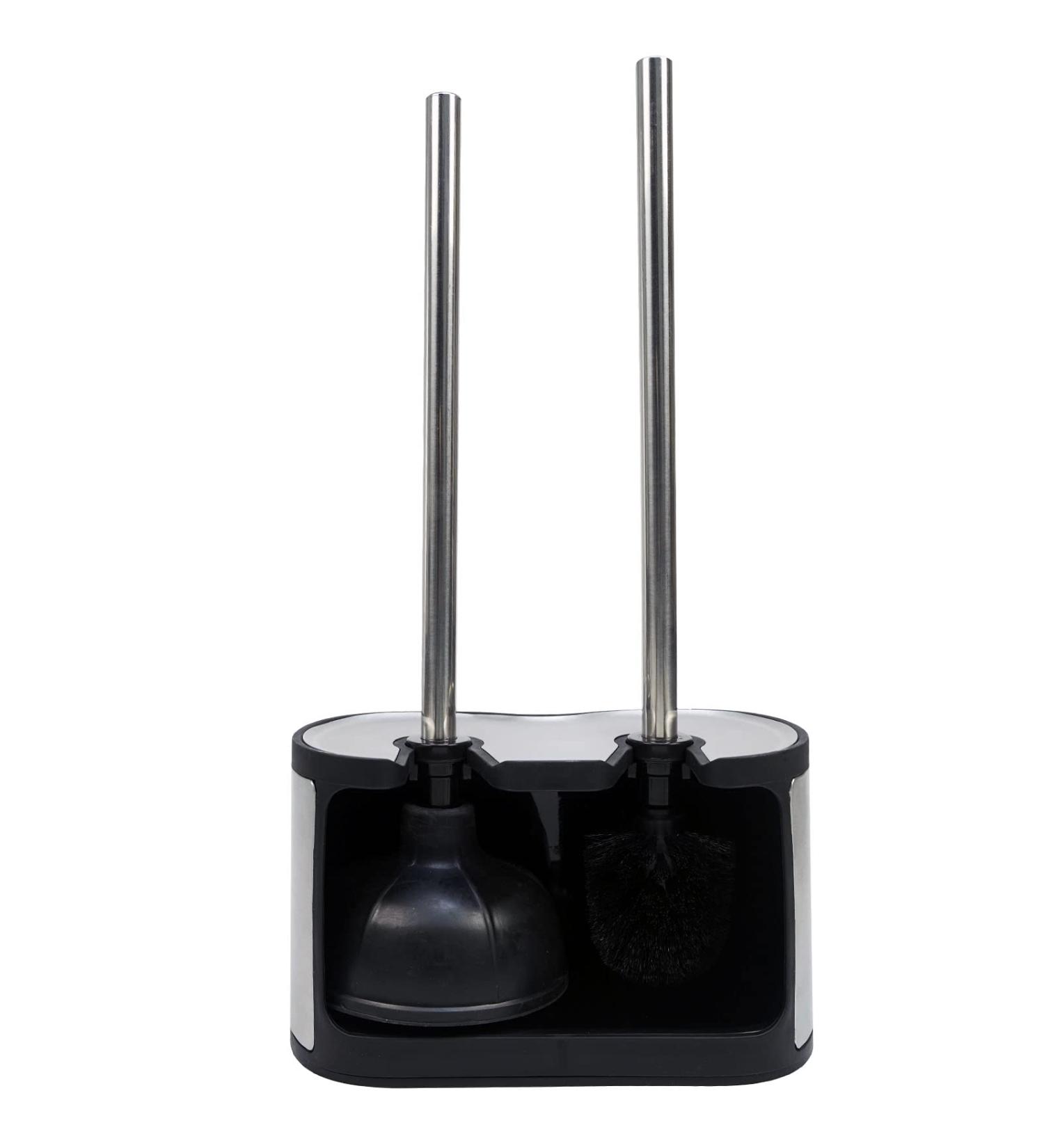 Casaphoria Stainless Steel Toilet Bowl Brush & Plunger Set - Heavy Duty 2-in-1 Combo with Freestanding Holder for Bathroom - Buy Online on GoSupps.com