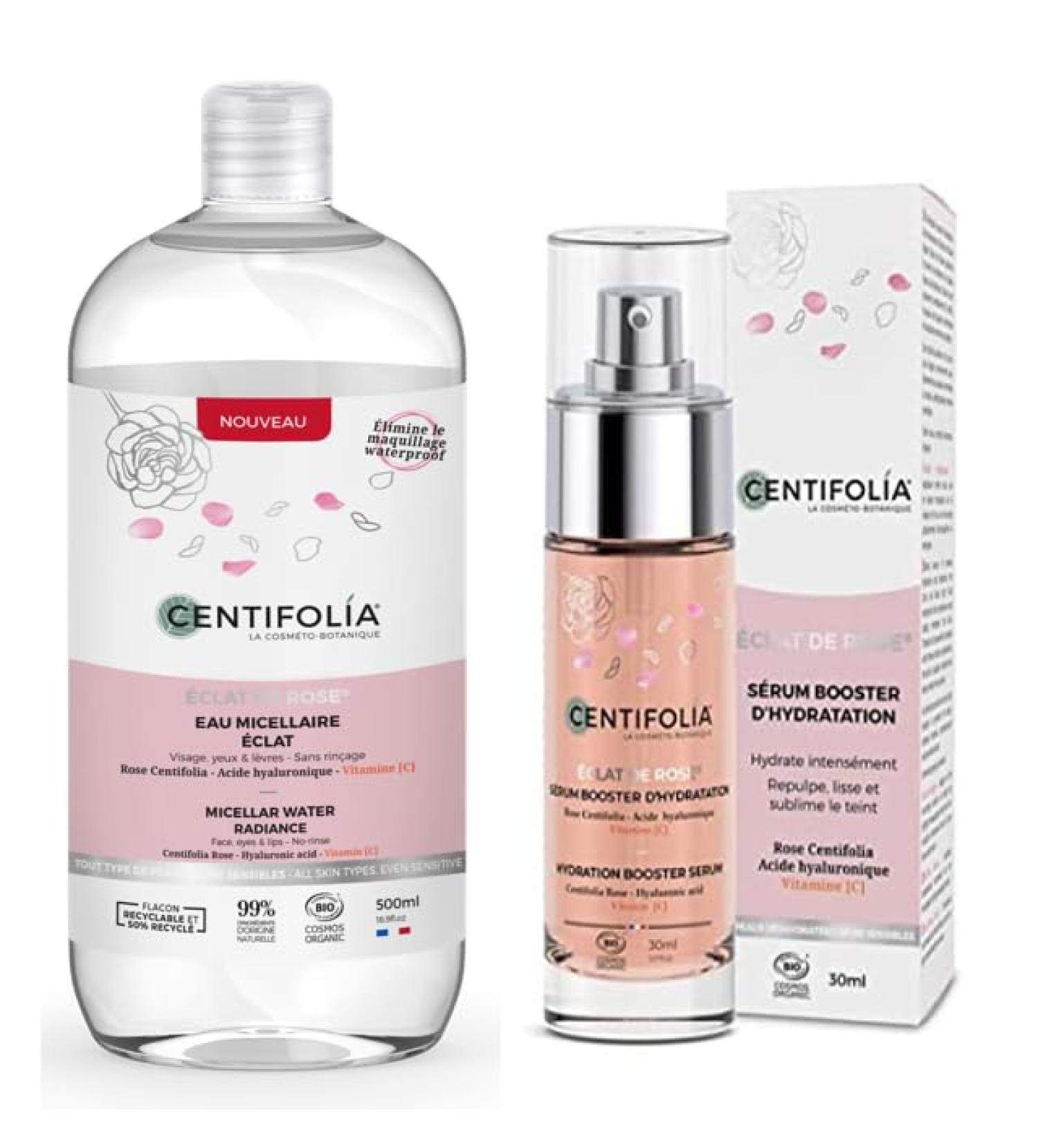  Centifolia CENTIFOLIA | Rose Radiance Micellar Water 500ml + Rose Radiance Hydration Booster Serum 30ml | Ideal for dehydrated skin | Perfectly removes makeup | Plumps skin | Made in France | Organic - Buy Online on GoSupps.com