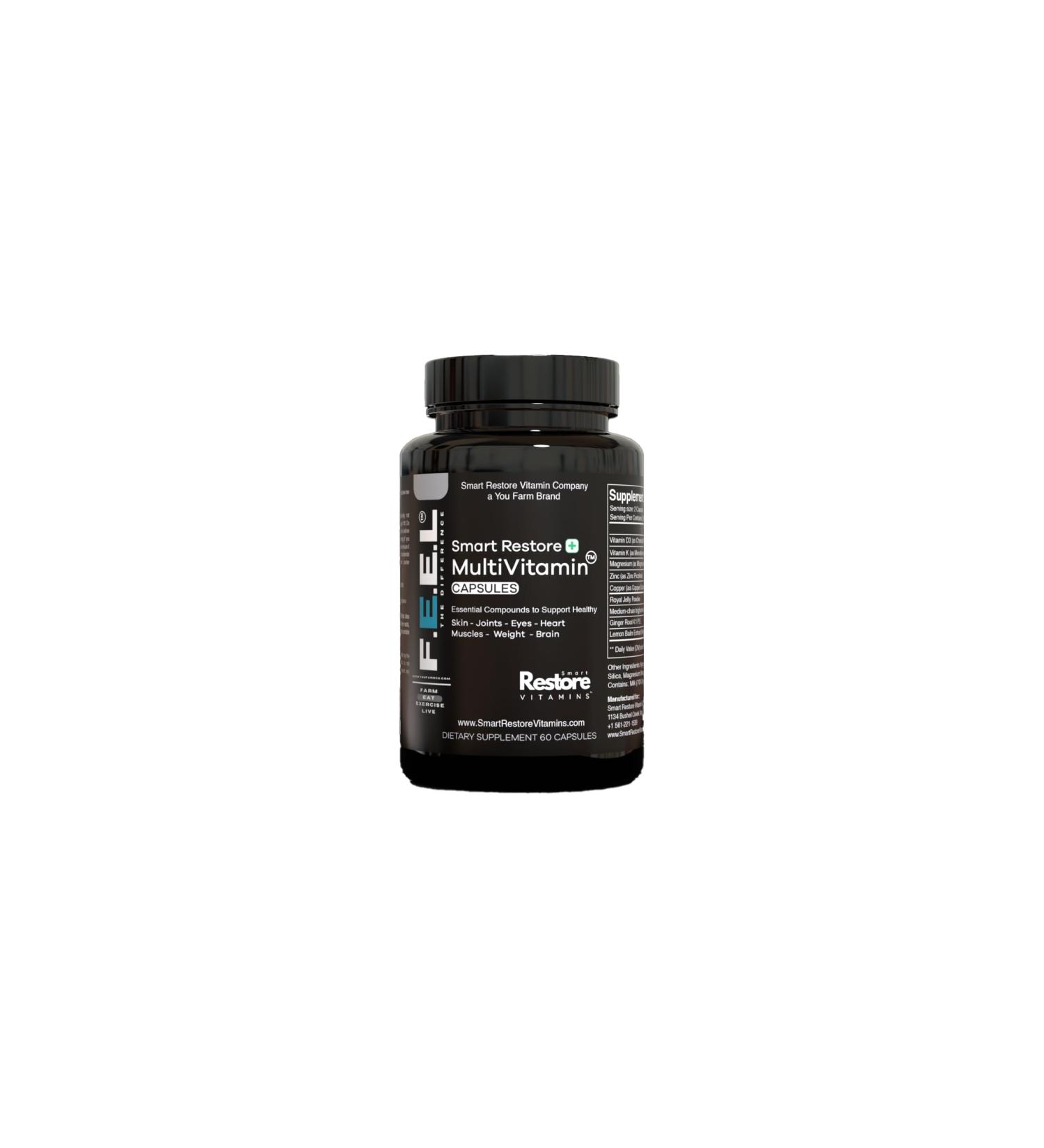 Smart Restore Multivitamin Premium Formula for Complete Body Health and Energy Support No Synthetic Fillers 30 Day Supply 60 Capsules (100% Made in The USA) - Buy Online on GoSupps.com