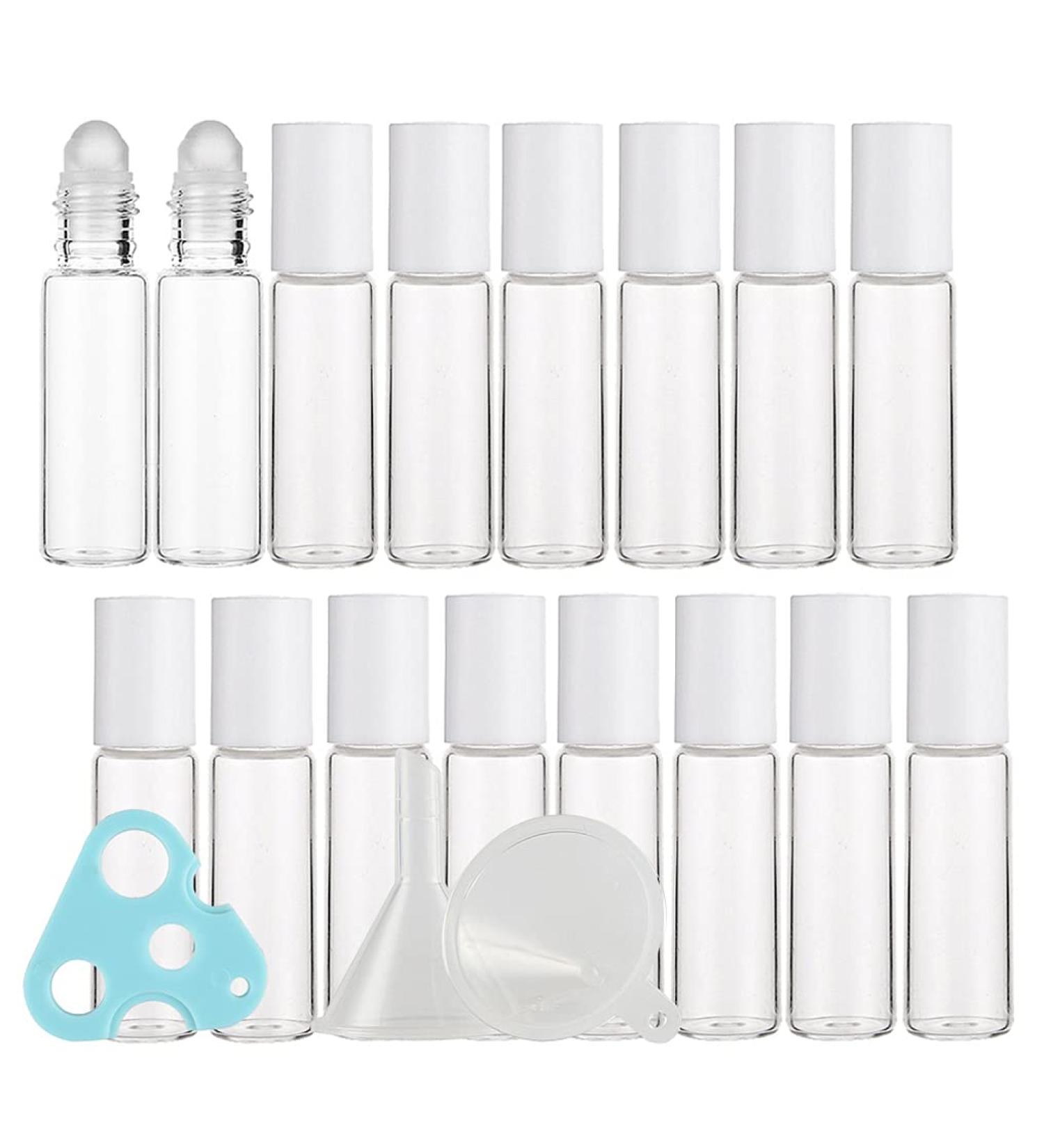 Zeoabsy 12 Pack 5ml Essential Oils Roller Bottles - Transparent Glass Perfume Bottles for Aromatherapy - Includes 2 Funnels & 1 Opener - Ideal for Travel - Buy Online on GoSupps.com