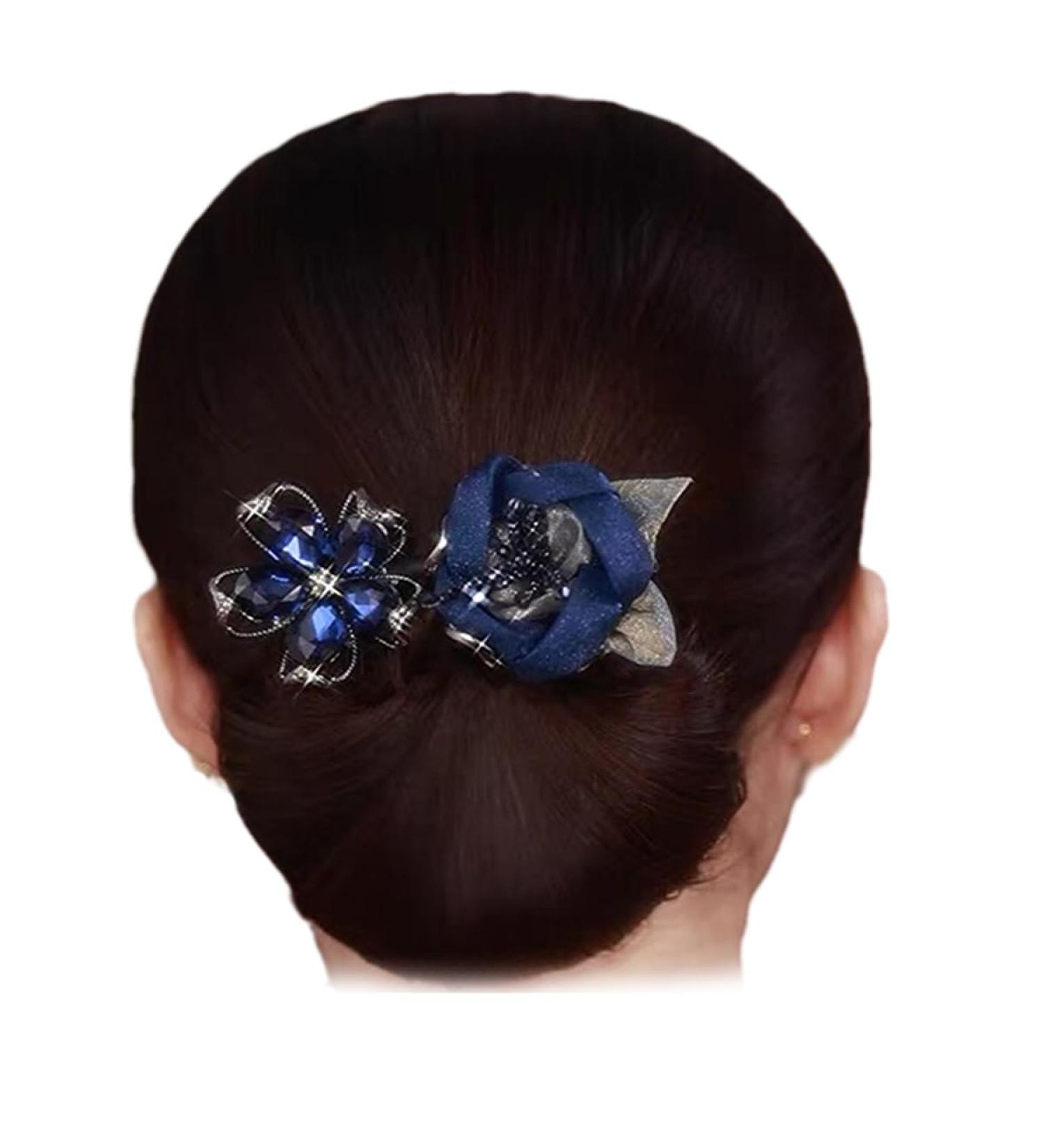 Ball Hair Clips Bun Rollers Lazy Hair Curler Rhinestone Flower Hair Clip Elegant Hair Clip For Women Bun Maker Hairpin Easy And Quick Snap Curling Tools (Type13) - Buy Online on GoSupps.com