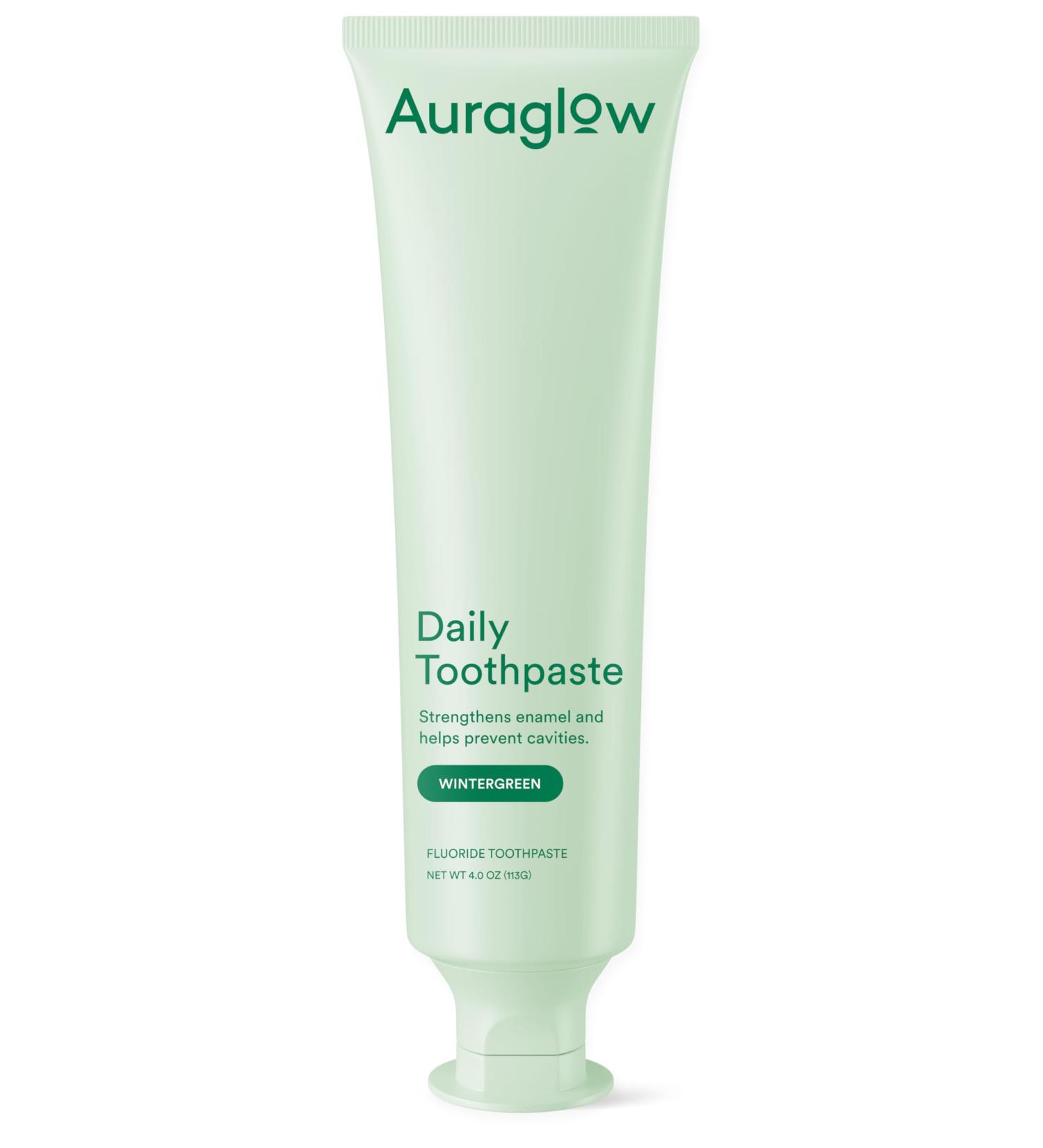 Auraglow Daily Toothpaste Anticavity Fluoride Toothpaste Helps Prevent Cavities Helps Strengthen Enamel Freshens Breath for Adults Kids Oral Care Wintergreen Flavor 4 oz (1 Pack) - Buy Online on GoSupps.com