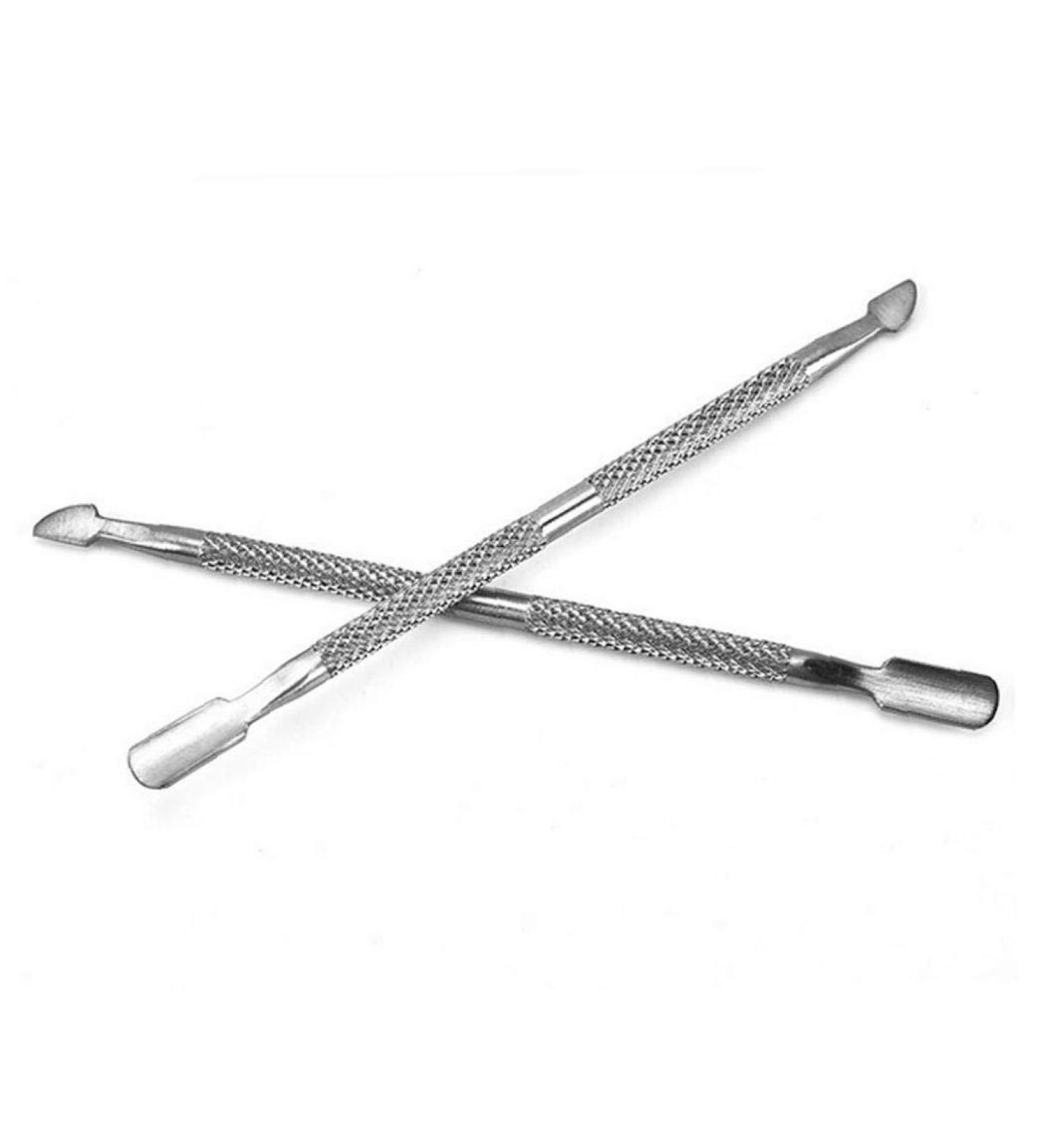 2piece Double Head Cuticle Pusher Stainless Steel Nail Art Push Cutter Sturdy Double Ended Nail Romover - Buy Online on GoSupps.com