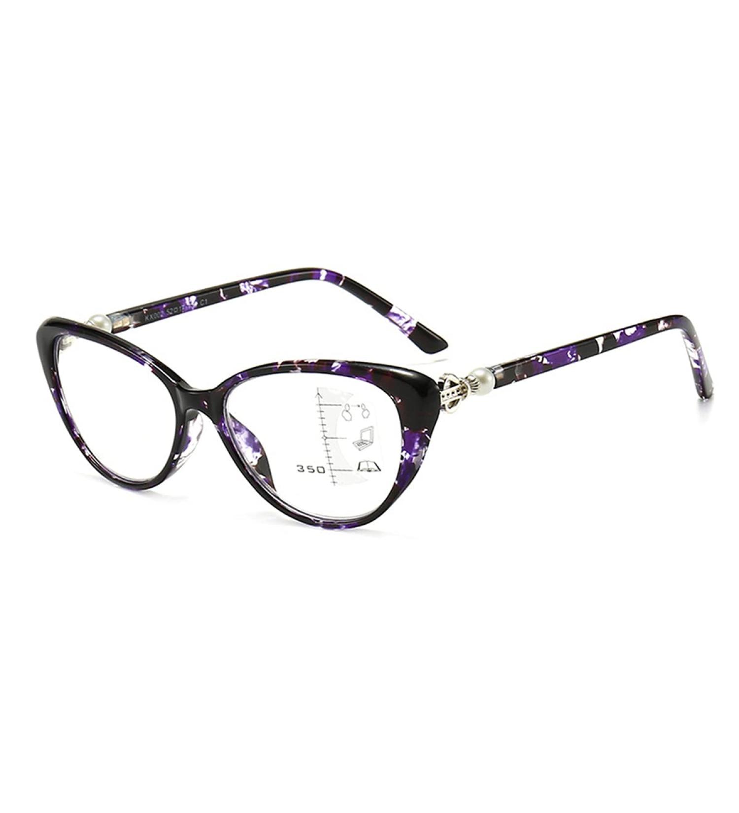 HAOXUAN Fashion Cat's Eye Reading Glasses | Progressive Multifocal & Anti Blue Light | Smart Zoom Women s Glasses +1.00 to +3.00 | Stylish Purple Design - Buy Online on GoSupps.com