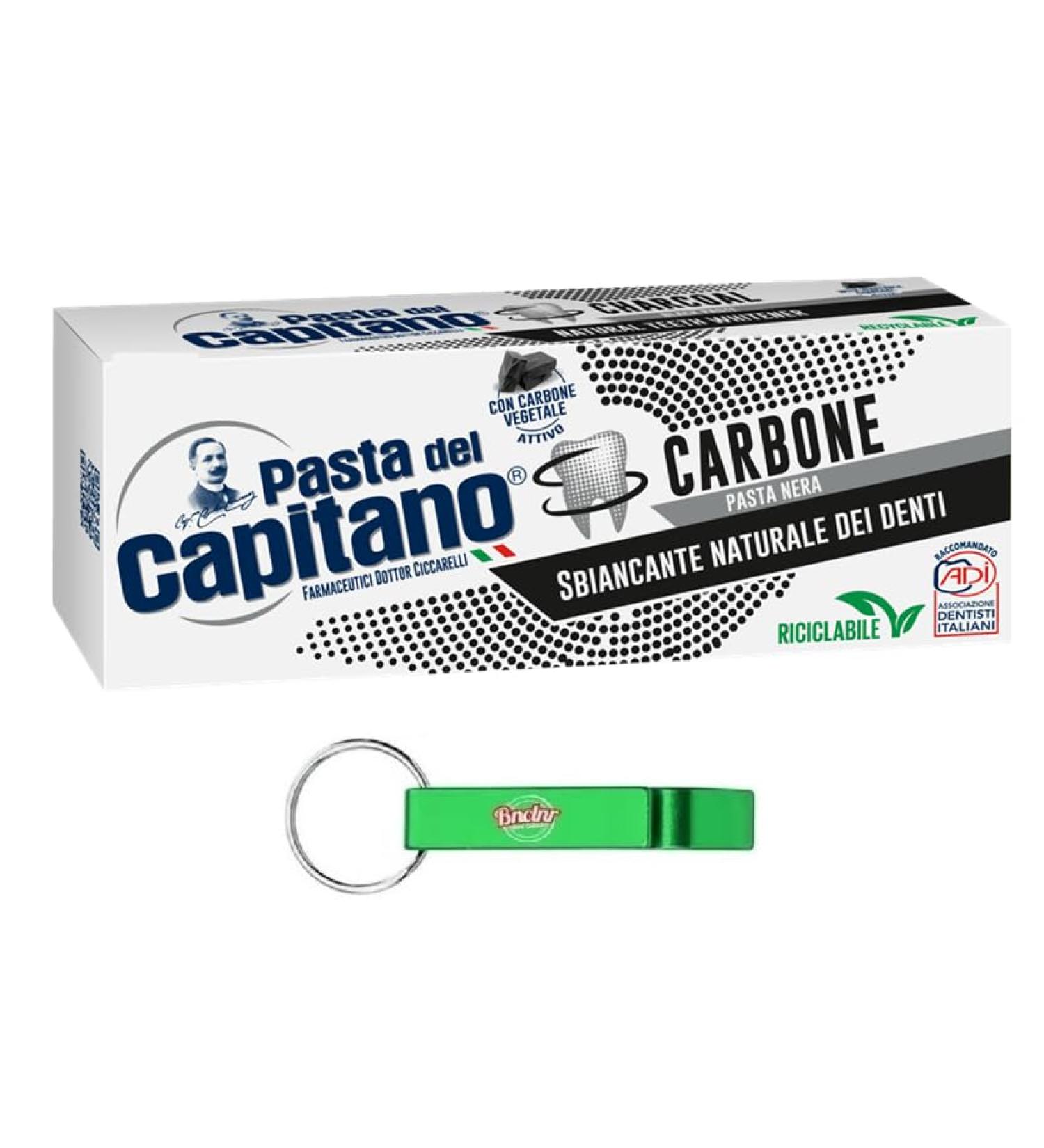 Buy 12x Pasta del Capitano Activated Charcoal Toothpaste 100ml - Natural Whitening + Free Beni Culinari Keychain - Ships Worldwide - Buy Online on GoSupps.com