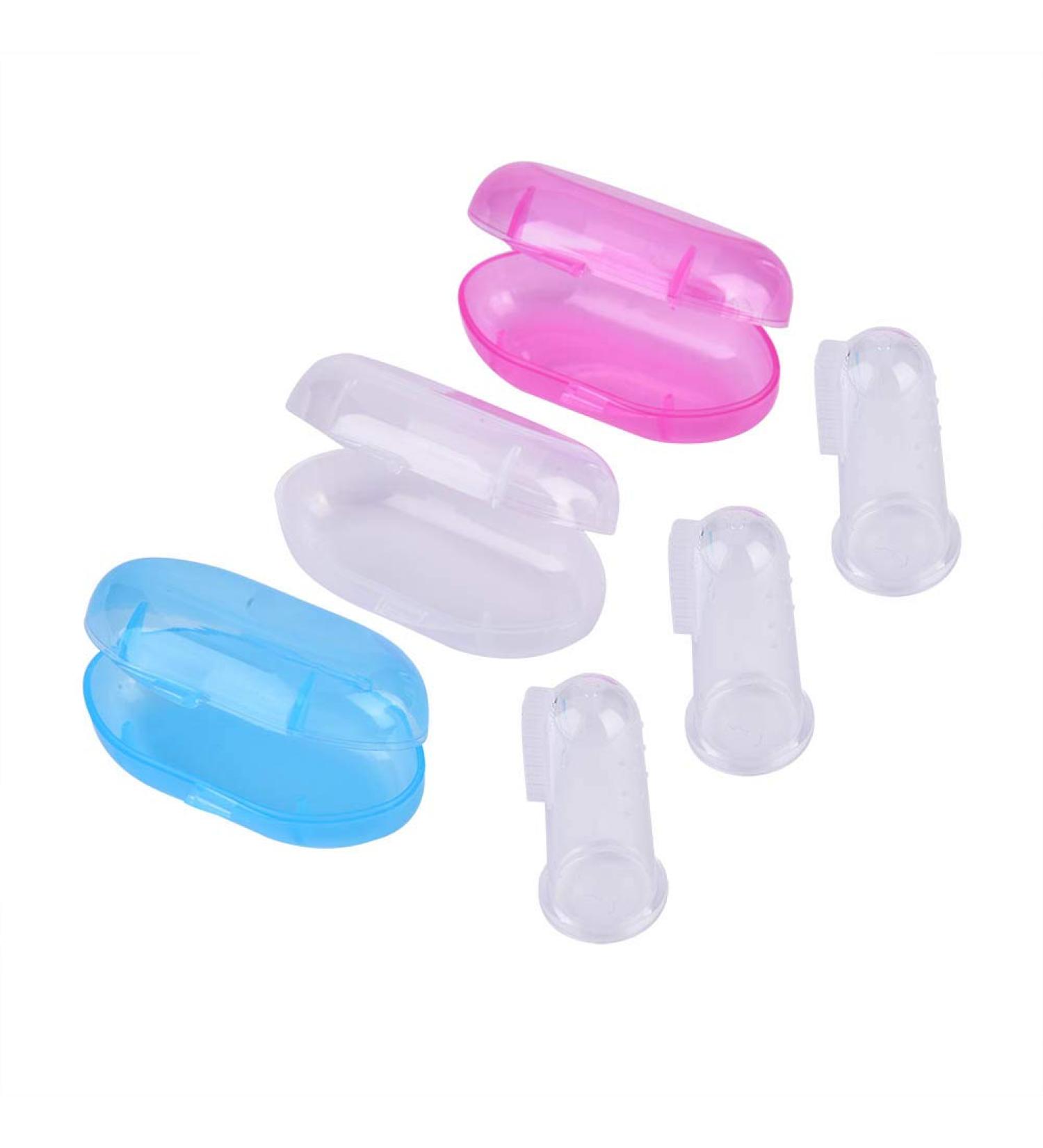 Baby Finger Toothbrush & Tongue Brush - Silicone Baby Toothbrush Set with Case for Oral Care - Buy Online on GoSupps.com