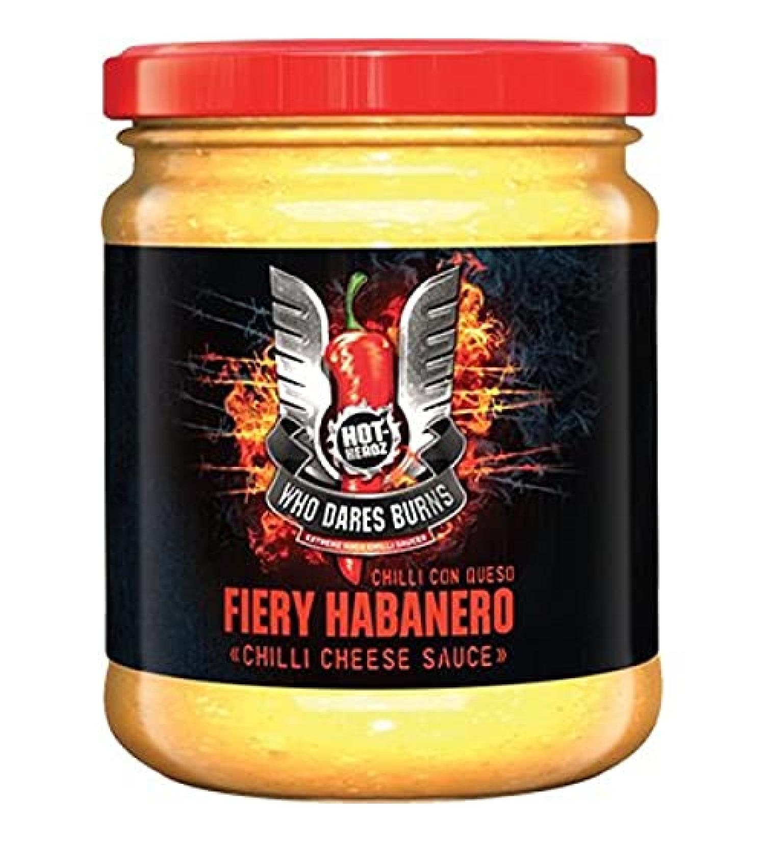 Hot-Headz! Who Dares Burns! Fiery Habanero Chile Con Queso. Jalapeno & Habanero Cheese Sauce Dip For Nachos Burrito Quesadilla & Cheesy Meals. Spicy Nacho Cheese Dip Great Gift For Spice Lovers.