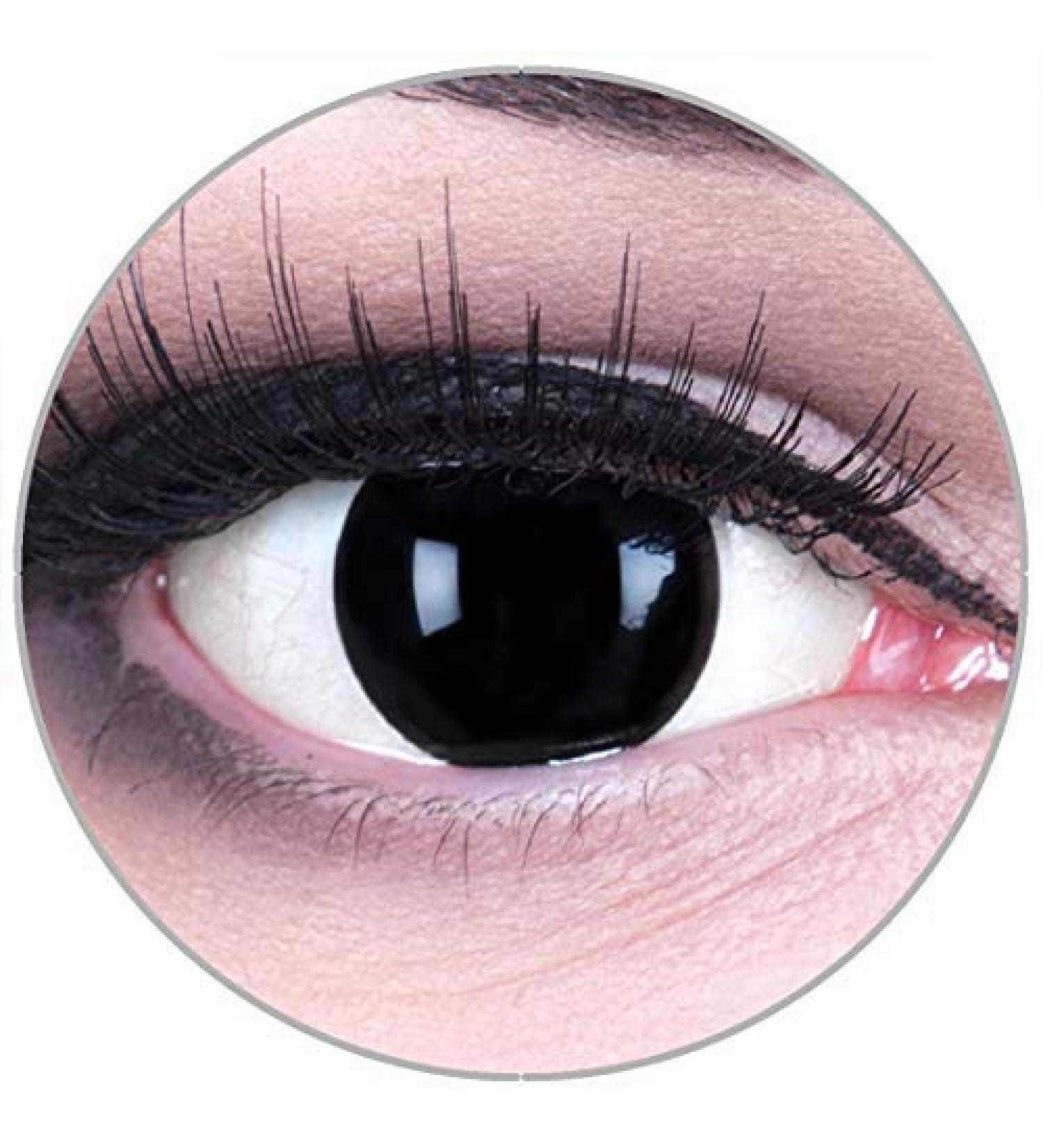 Colored contact lenses blind black black - soft without strength 2 pack + free container - 12 monthly lenses - perfect for Halloween carnival carnival or carnival
