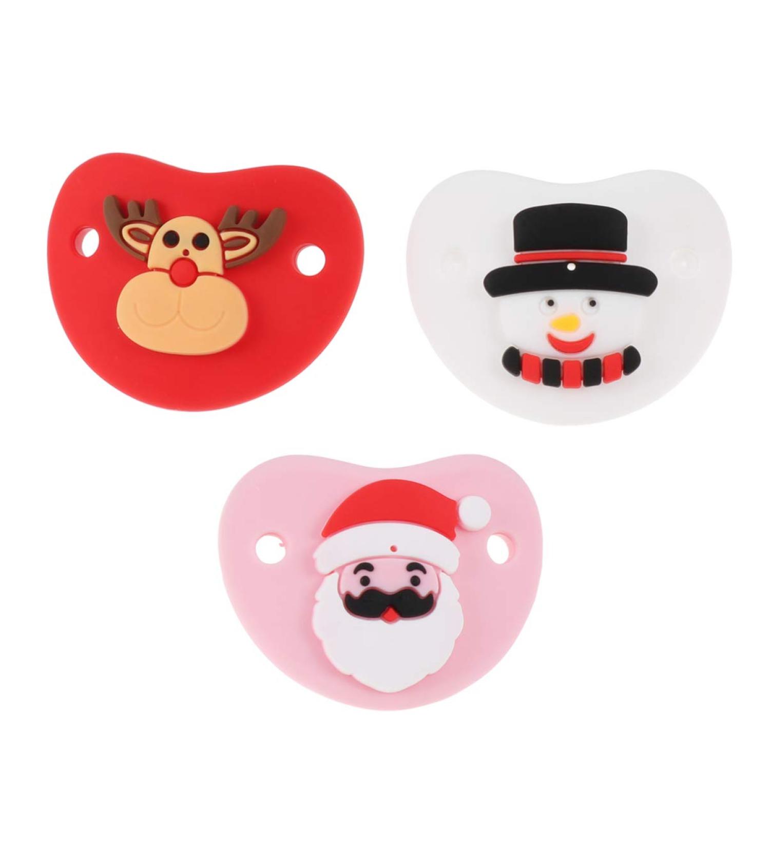 Nuobesty 3-Piece Silicone Baby Pacifier Set | Santa Claus & Reindeer Christmas Theme | Ideal for Newborns & Toddlers - Buy Online on GoSupps.com