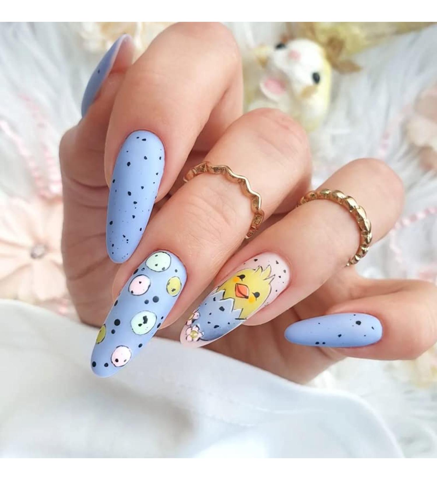 Diduikalor Easter Almond Egg Fake Nails - 24Pcs Easter Style 09 | Artificial Glue-On Nail Set for Women - Buy Online on GoSupps.com