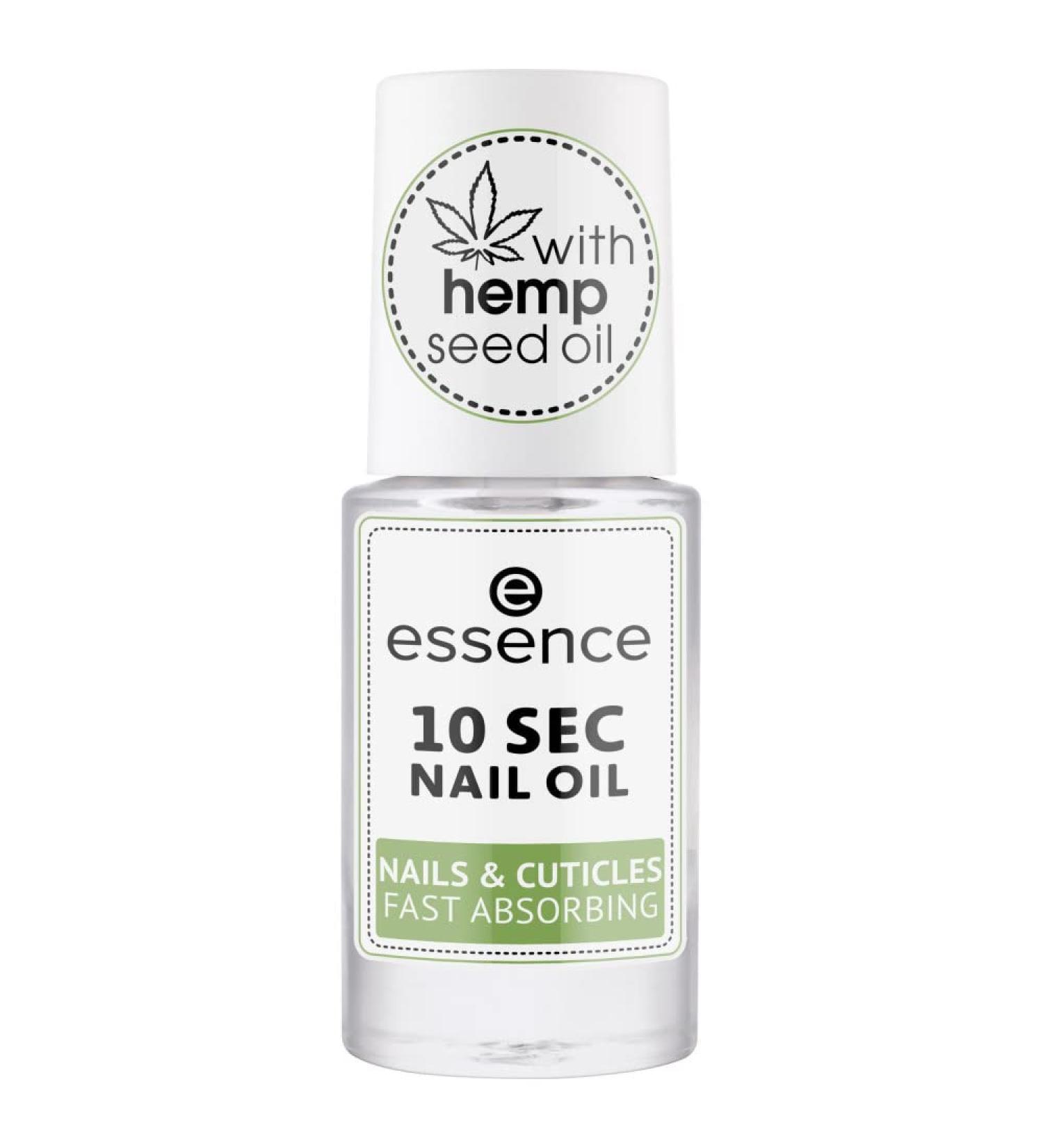 Essence 10 SEC Nail Oil Nails & Cuticles Fast Absorbing nail oil transparent nourishing moisturizing expression result natural without acetone vegan microplastics particles free (8ml)