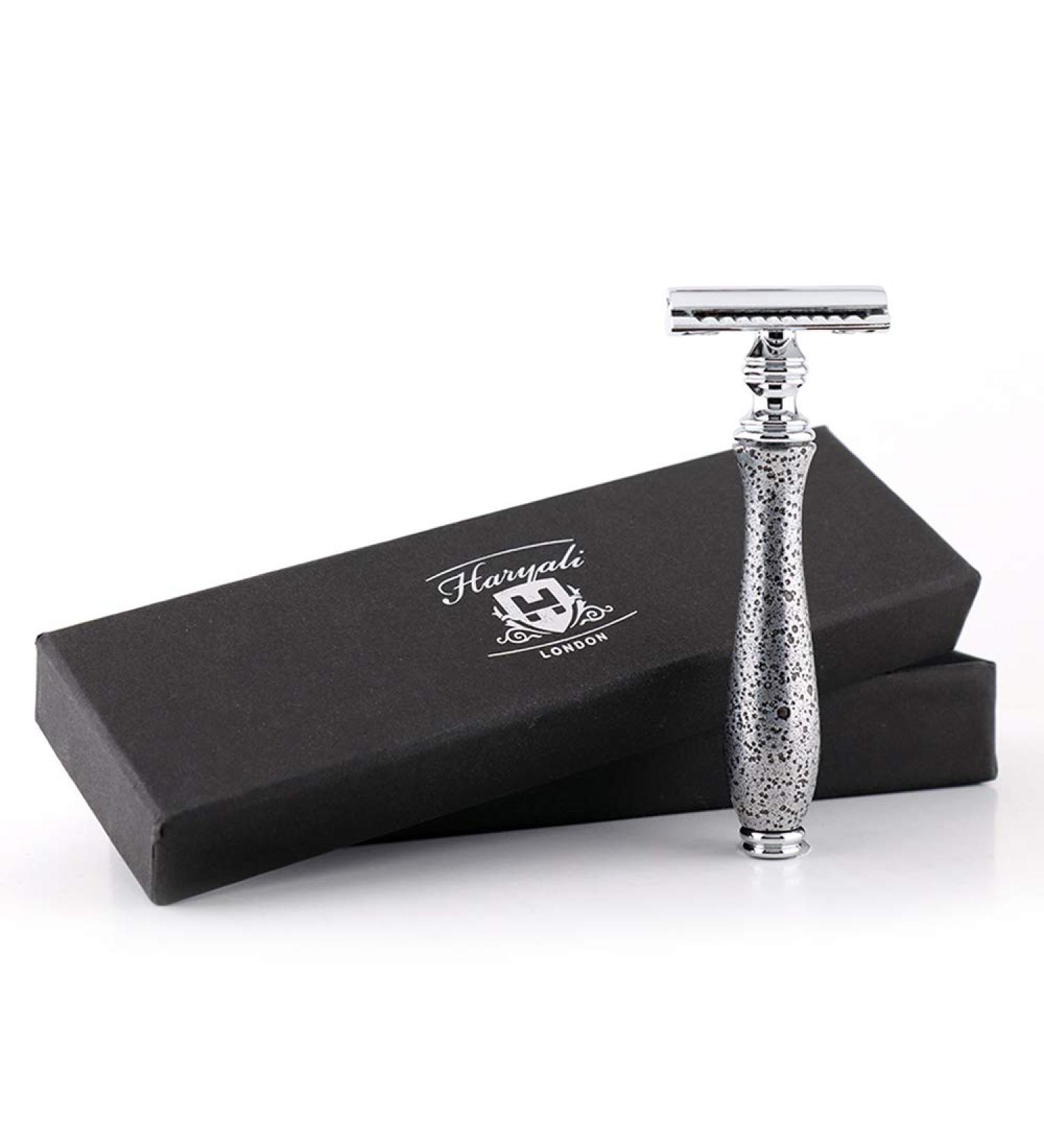 Haryali London Double-Sided Razor Planer - Silver Hand-Mounted Antique Handle - Premium Beard & Mustache Knife for Men | International Shipping - Buy Online on GoSupps.com
