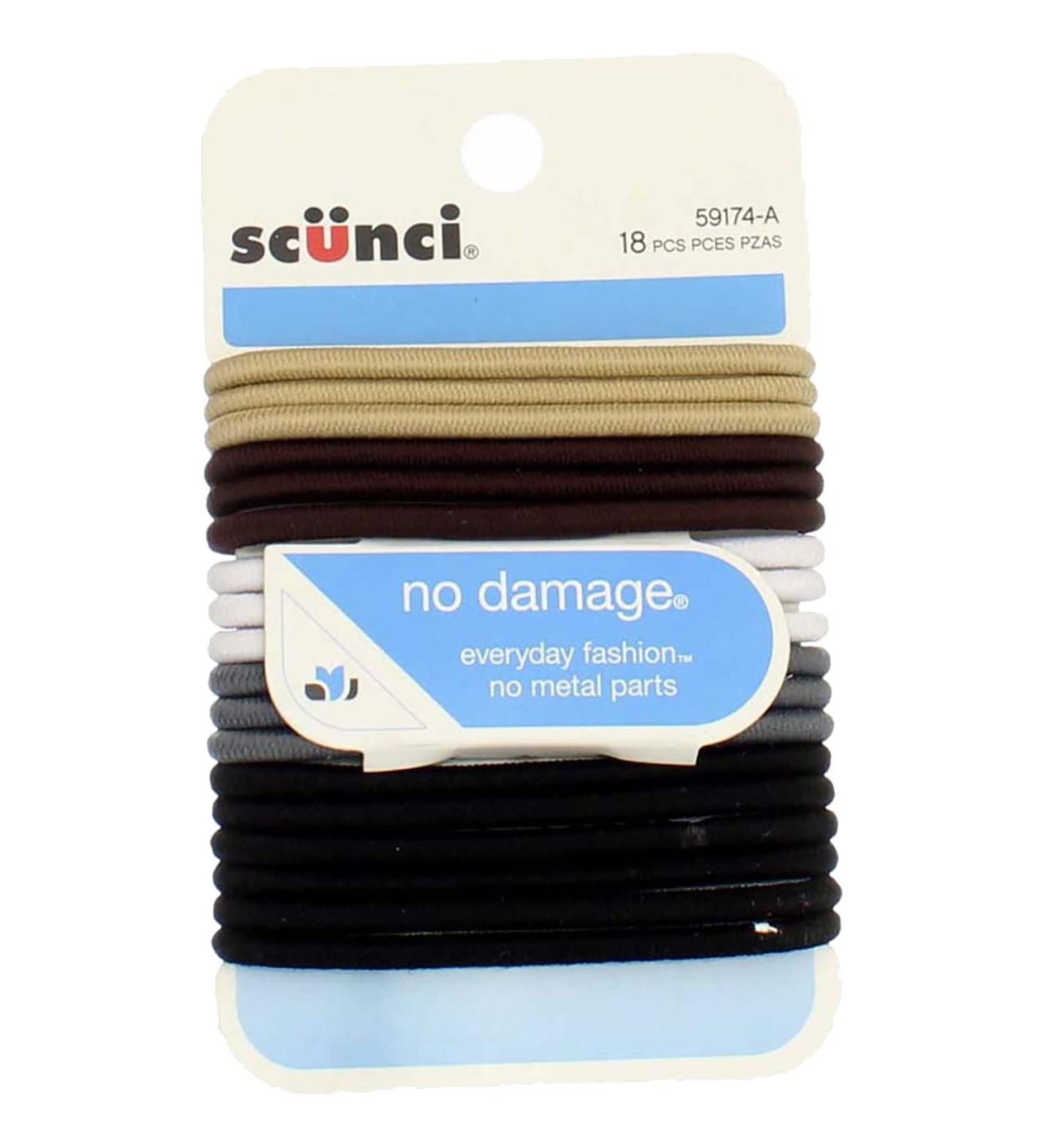Scunci No Damage Khaki Hair Elastics - 18 Pieces | Soft Hold & Gentle Grip - Buy Online on GoSupps.com