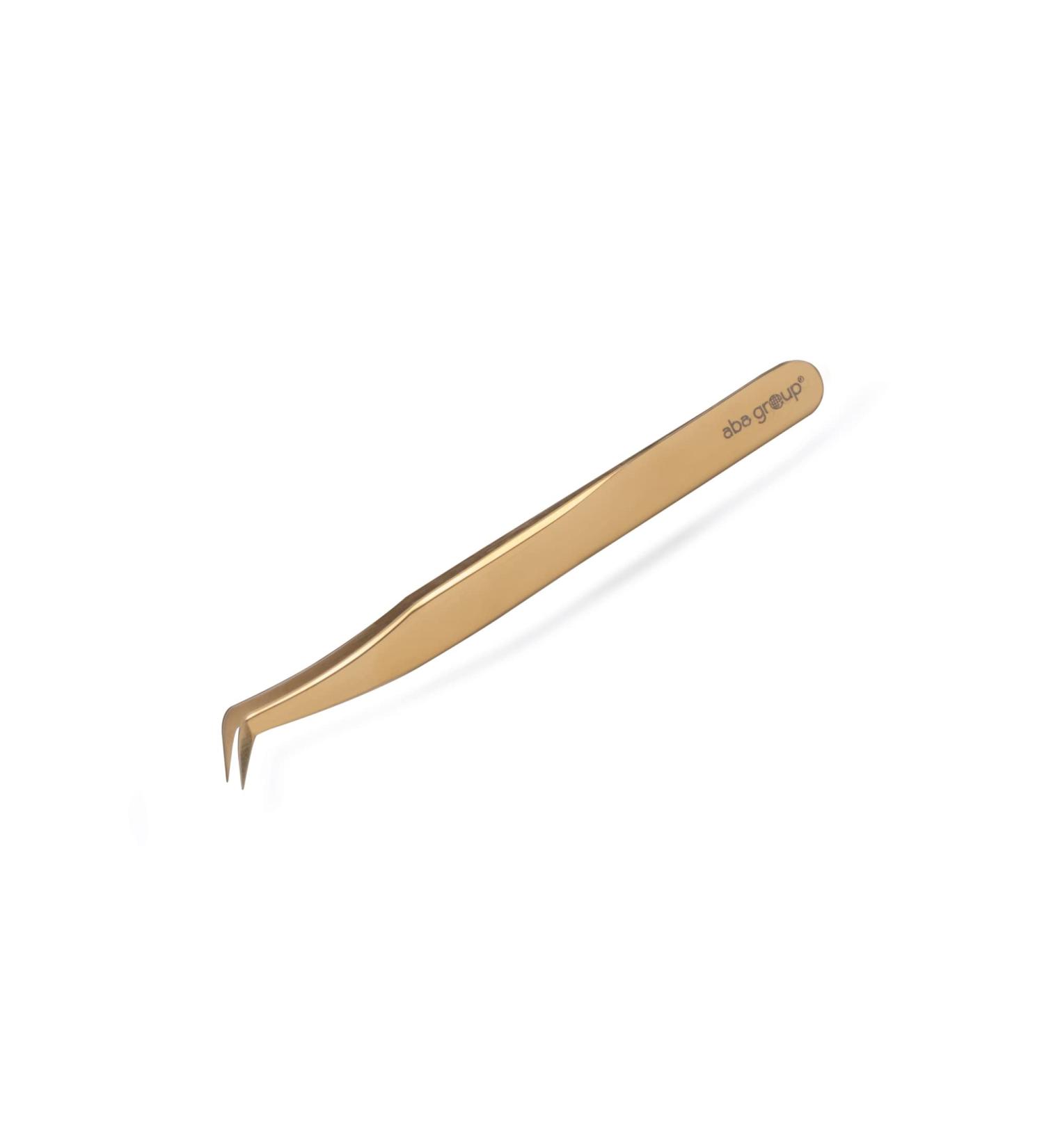 Aba Group Volume eyelash tweezers - bent gold 11 cm (ad -3035) eyelash applicator stainless steel eyelashes tweezers for eyelashes Individual eyelash tweezers
