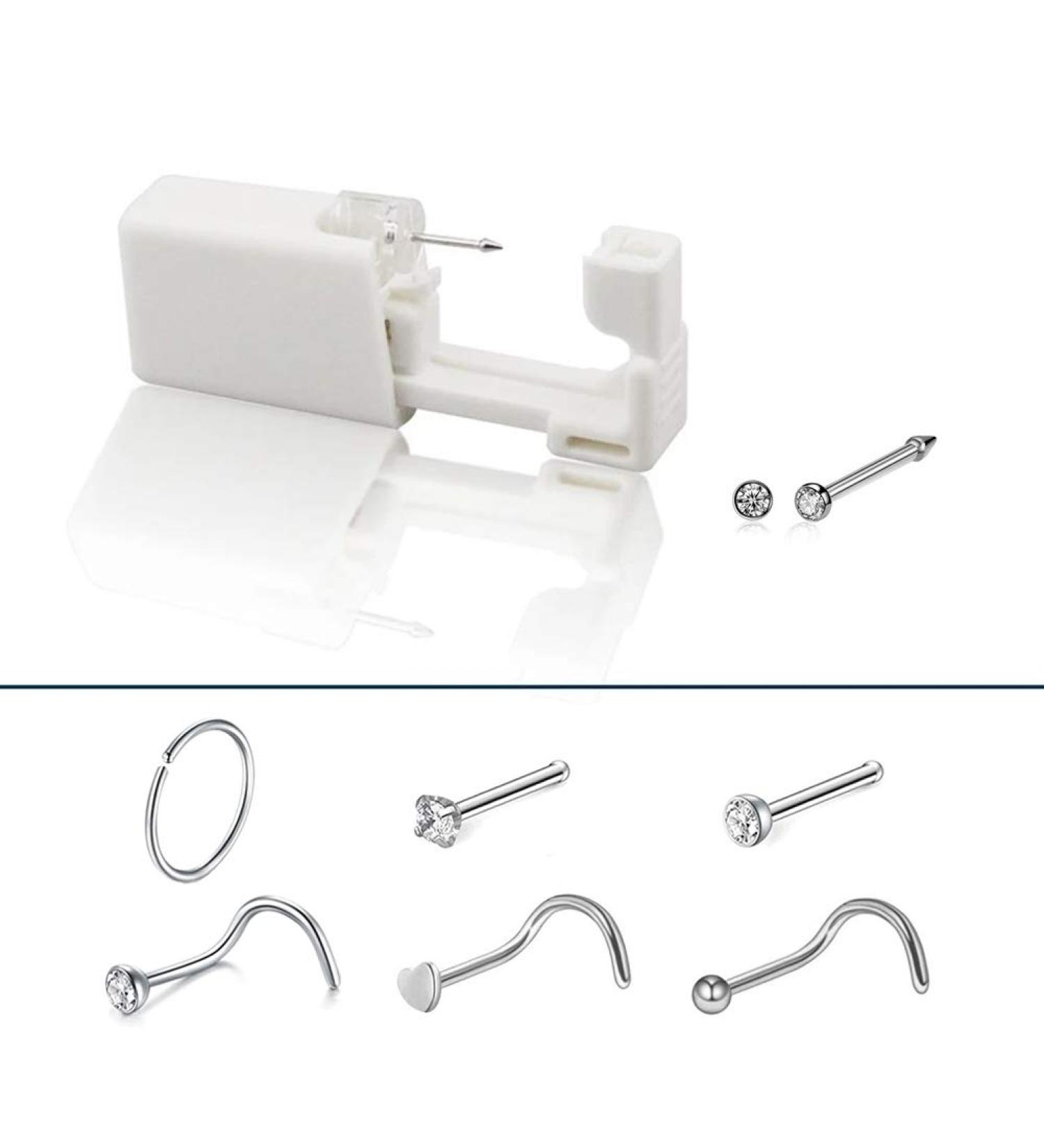 20G Lishae Disposable Self Nose Piercing Kit with 2mm White Nose Stud-gun included - Buy Online on GoSupps.com