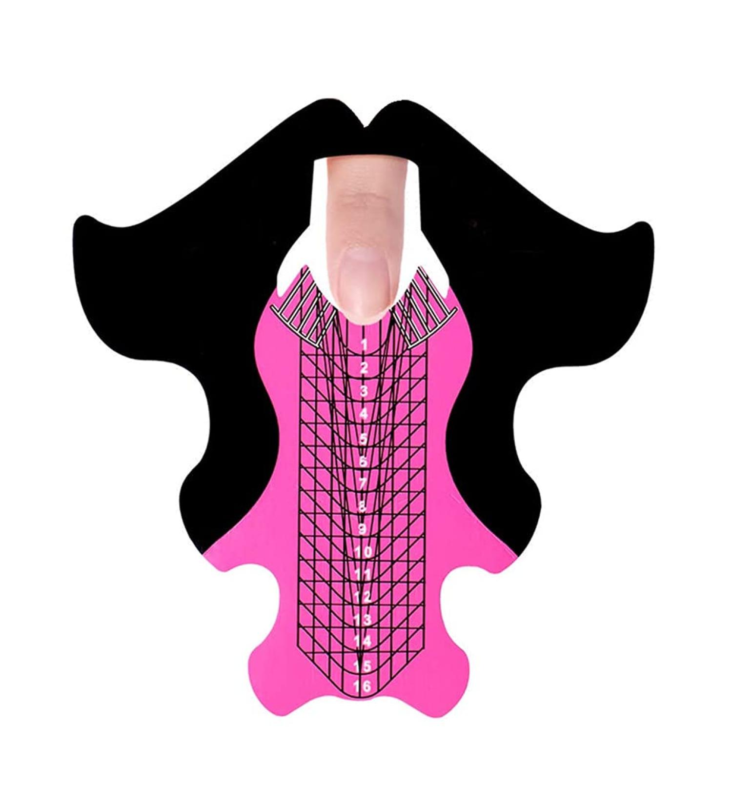 100pcs Long French DIY Nail Extension Paper Sticker | Fish Pattern Pink UV Gel Form Guide Stickers - Buy Online on GoSupps.com
