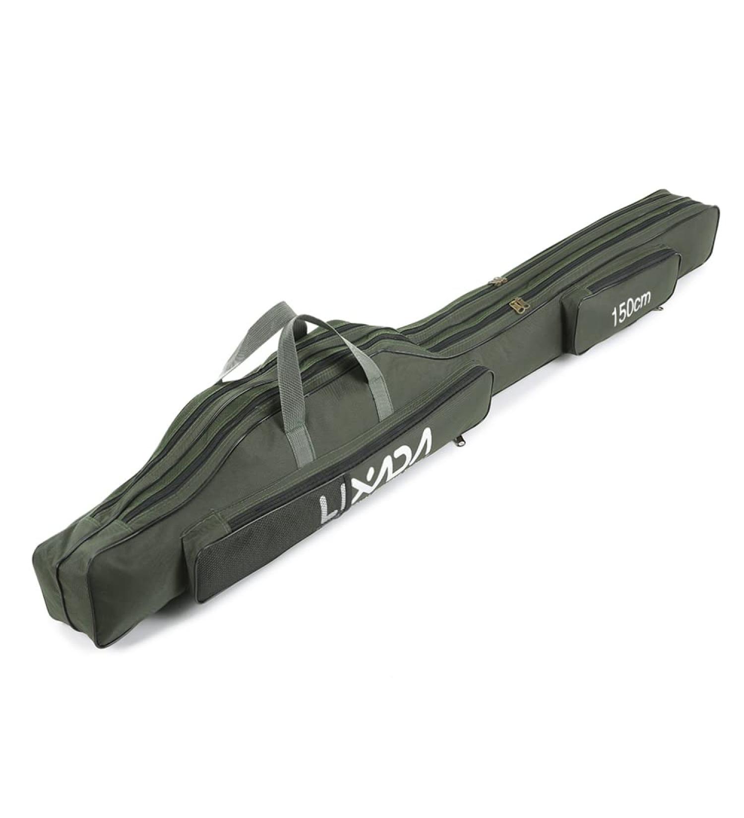 Lixada Portable Folding Fishing Rod Case - 130cm Army Green | Fishing Pole Storage Bag & Organizer - Buy Online on GoSupps.com