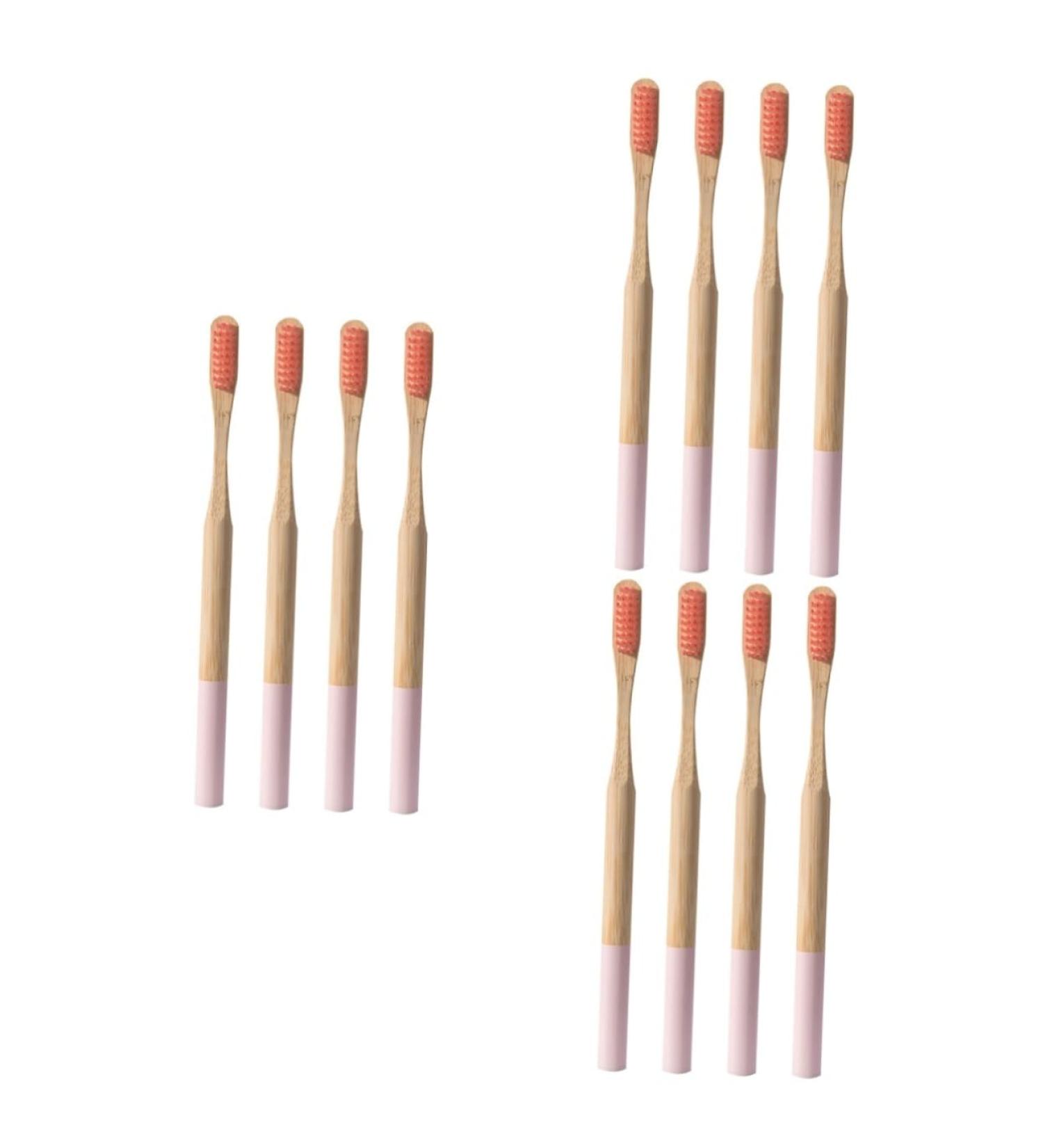 FRCOLOR 12 Pcs Organic Bamboo Toothbrush Set - Eco-Friendly Kids & Infant Toothbrushes Travel-Friendly Charcoal Pink Design - Buy Online on GoSupps.com