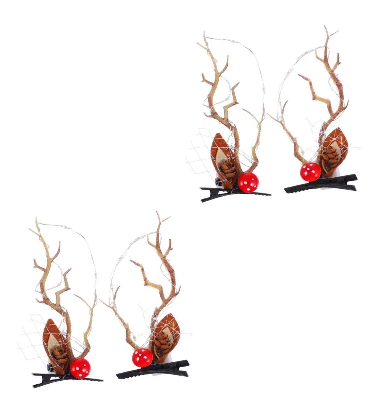 FRCOLOR 2 Pairs Luminous Antler Hair Clip dresses summer outfits hair clips Party Cosplay Hair Barrettes light reindeer hair clips Xmas Reindeer Antlers Hairpins headband - Buy Online on GoSupps.com