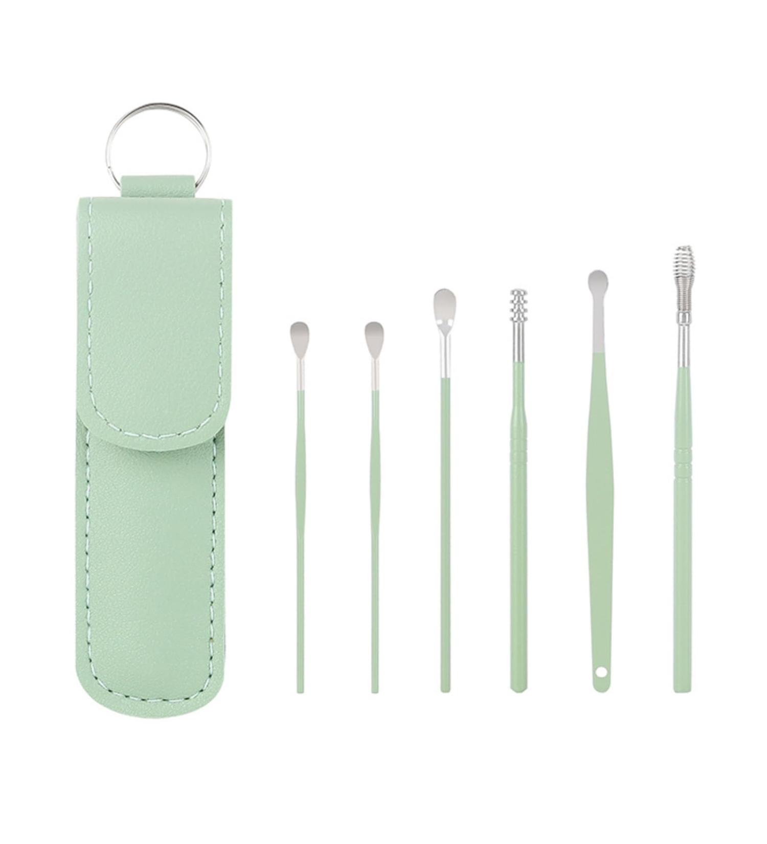Ear Cleaning Artifact Earpick Ear Cleaning Set Spring Spiral Ear Cleaning Tool Portable 6-Piece Set Green free - Buy Online on GoSupps.com