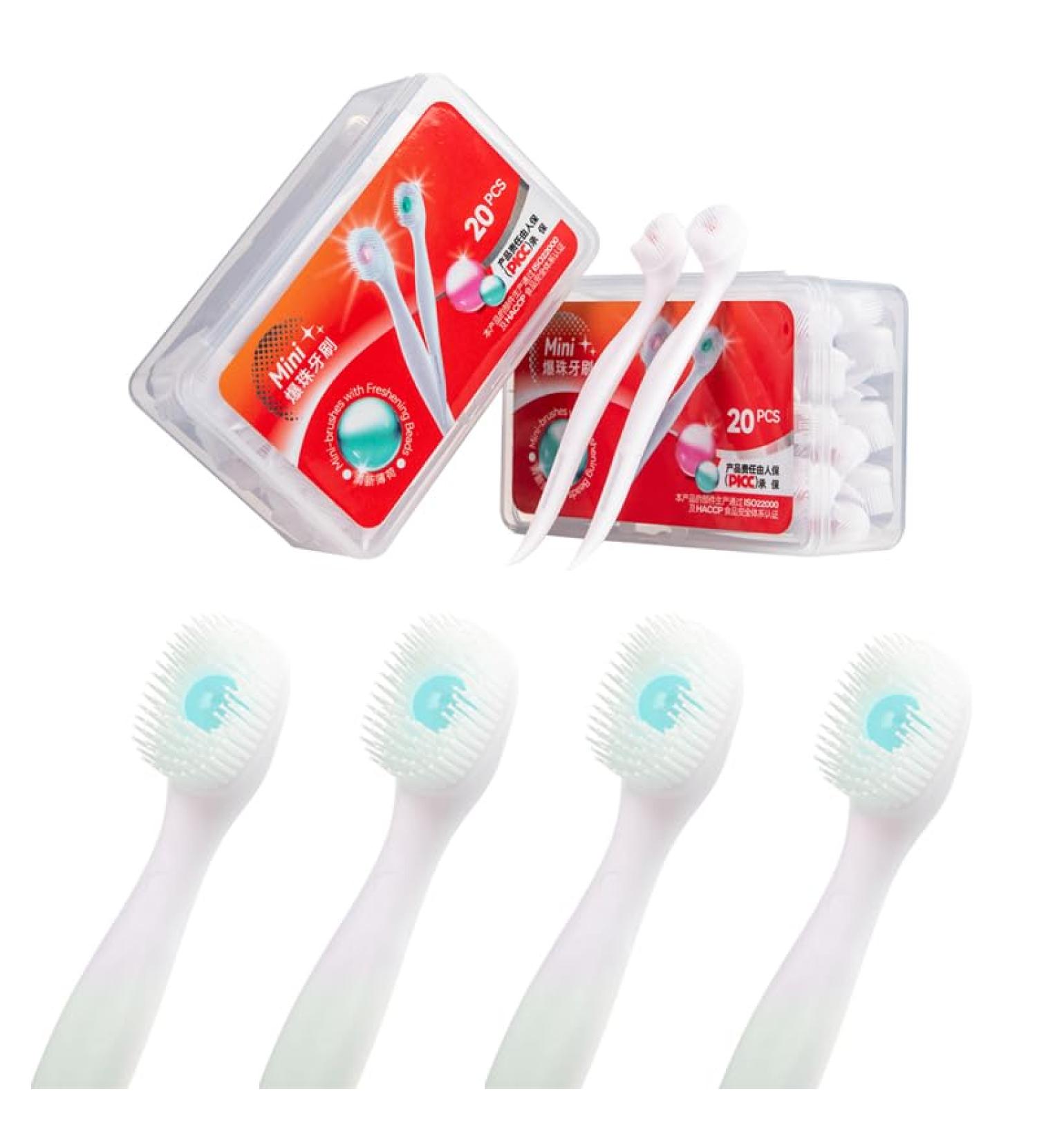 Travel Toothbrush Disposable Mini Toothbrush Peppermint Mint - 20 Count (Mint)