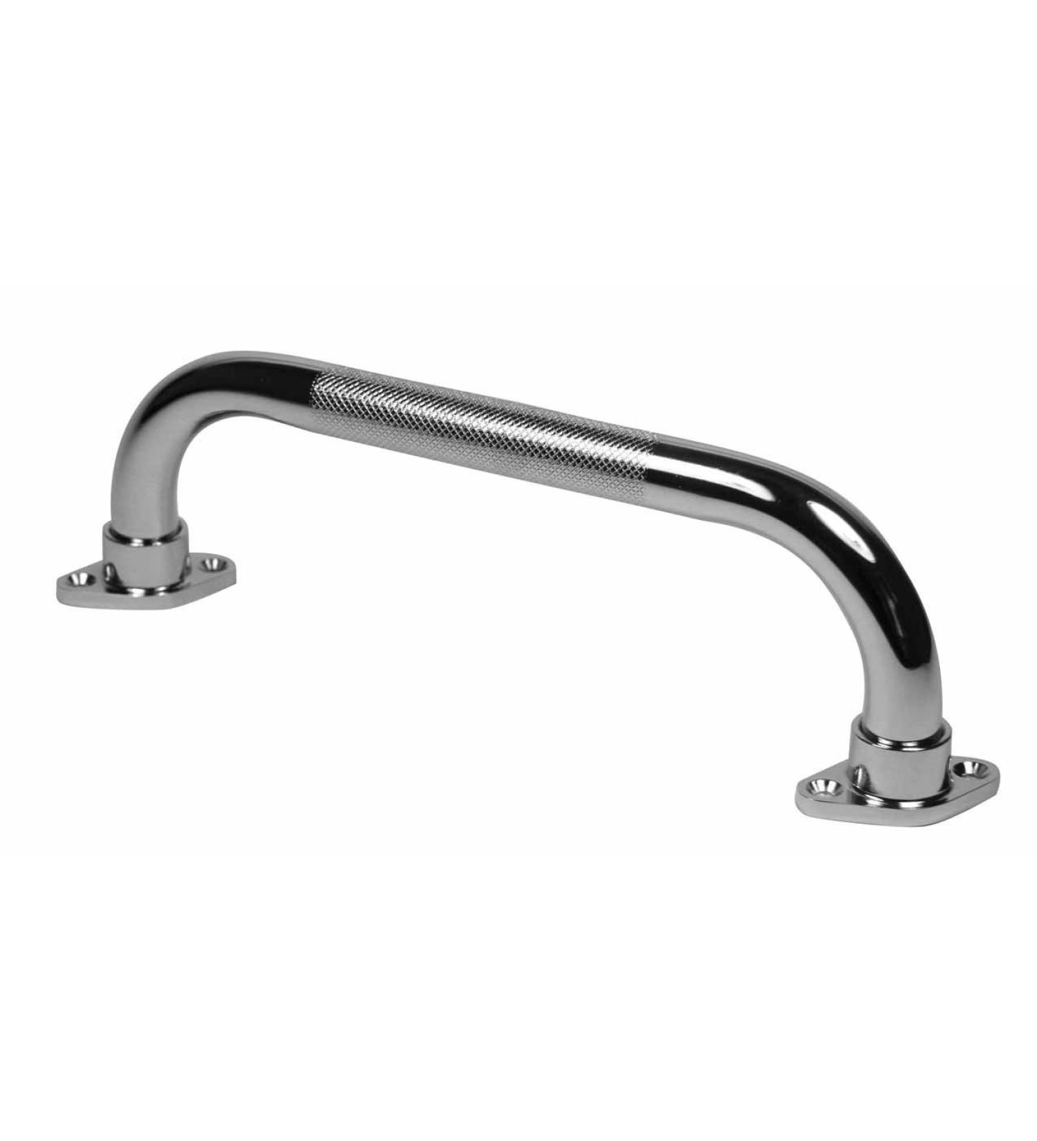 EZee Life Textured Steel Knurled Chrome Grab Bar for Bath and Shower Safety 18" Length 1" Diameter with Rotating Mounting Flange - Buy Online on GoSupps.com