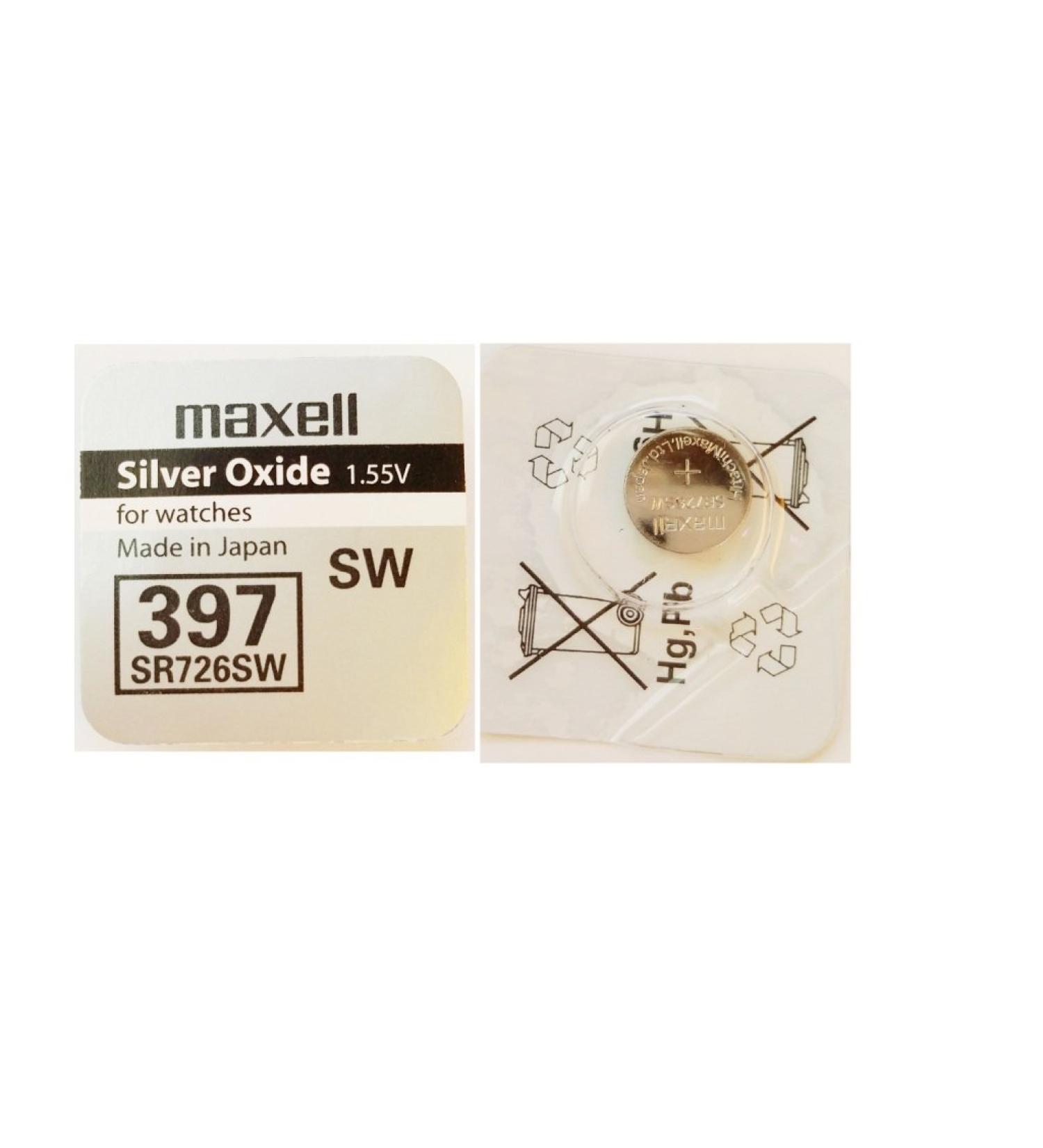 Maxell Watch Battery Button Cell SR726SW 397 (Pack of 5 Batteries)