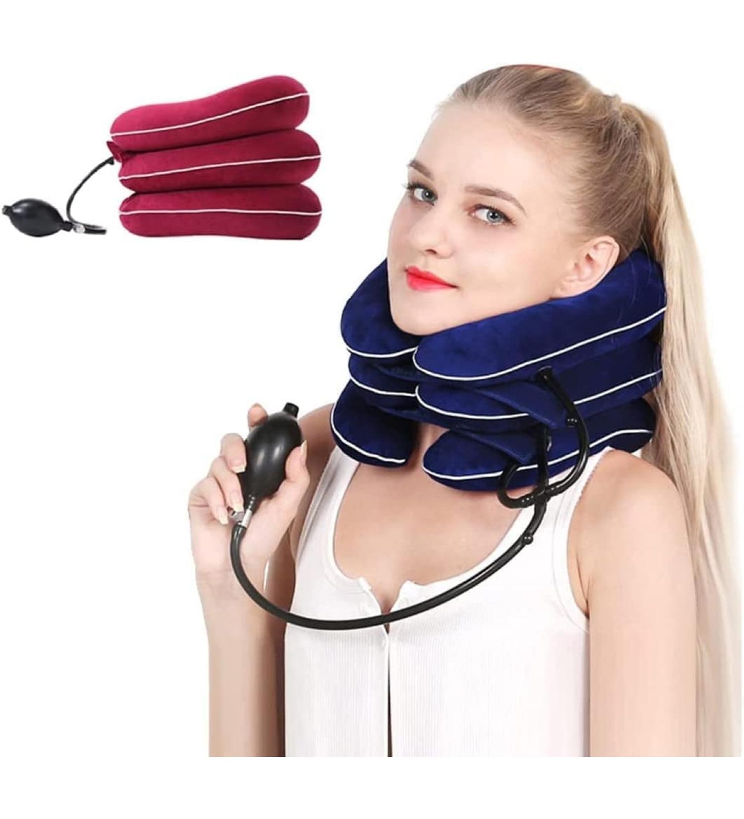 Samnuerly Inflatable Neck Traction Device | Adjustable Neck Support for Pain Relief & Stretching | Blue - Buy Online on GoSupps.com