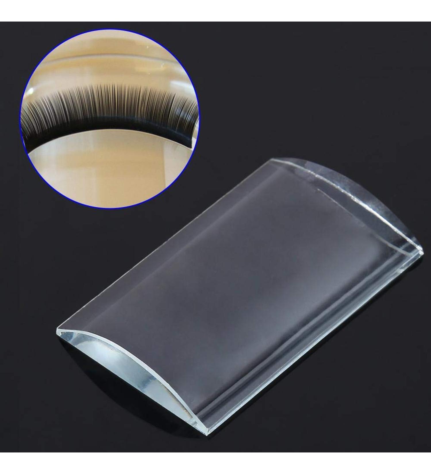 Curved Glass Eyelash Pad - Large Volume Extension Stand & Adhesive Palette for False Eyelashes - Buy Online on GoSupps.com