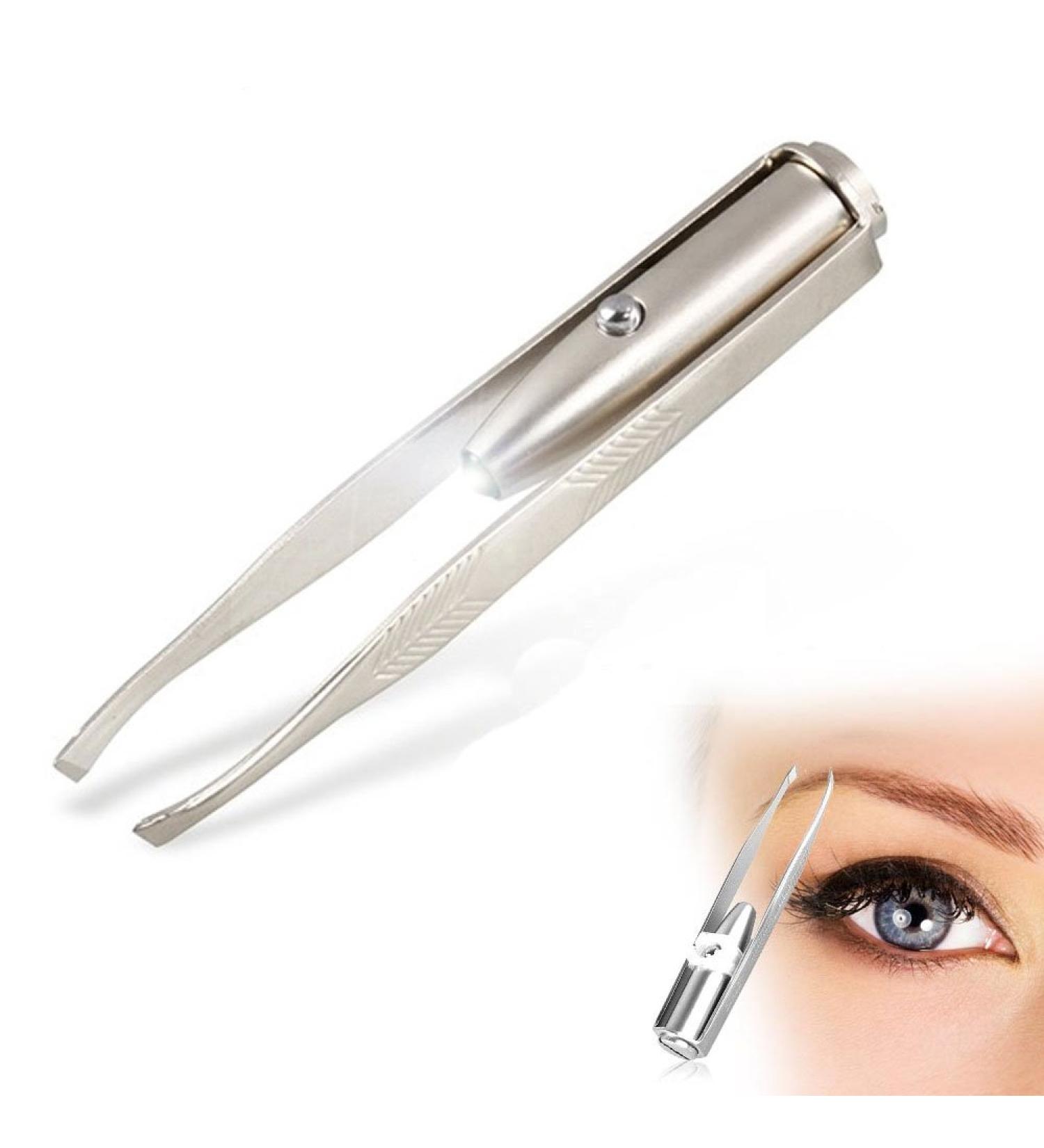 Eutuxia LED Light Tweezers - Stainless Steel Eyebrow & Eyelash Hair Removal Tool for Precision Plucking & Trimming. Illuminate Dark Areas for Better Accuracy. Single Tweezer - Buy Online on GoSupps.com