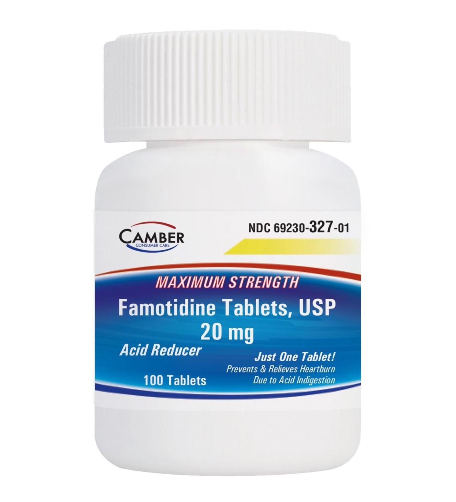 Camber Famotidine Tablets 20 mg Maximum Strength Acid Reducer for Heartburn Relief 100ct - Buy Online on GoSupps.com