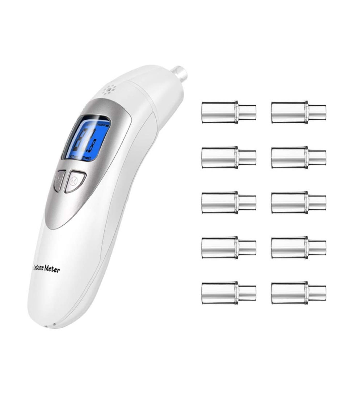 Ketone Breathalyzer | Ketogenic Breath Ketosis Analyzer with 10 Mouthpiece - White - Buy Online on GoSupps.com