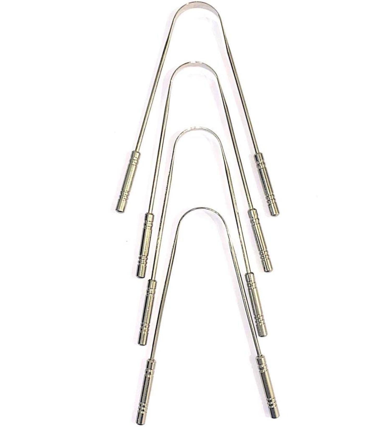 4 Pack Stainless Steel Tongue Cleaner Scraper for Bad Breath Treatment - Adults & Kids Oral Care Hygiene - Safe Blunt Edges & Comfortable Grip - Buy Online on GoSupps.com
