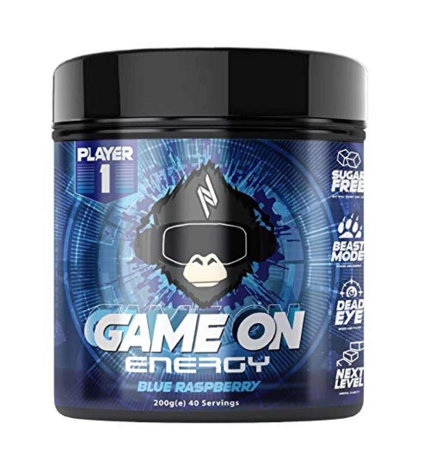 PLAYER1 Game On Zero Sugar Gaming Energy Nootropic Blue Raspberry 200g | PLAYER1