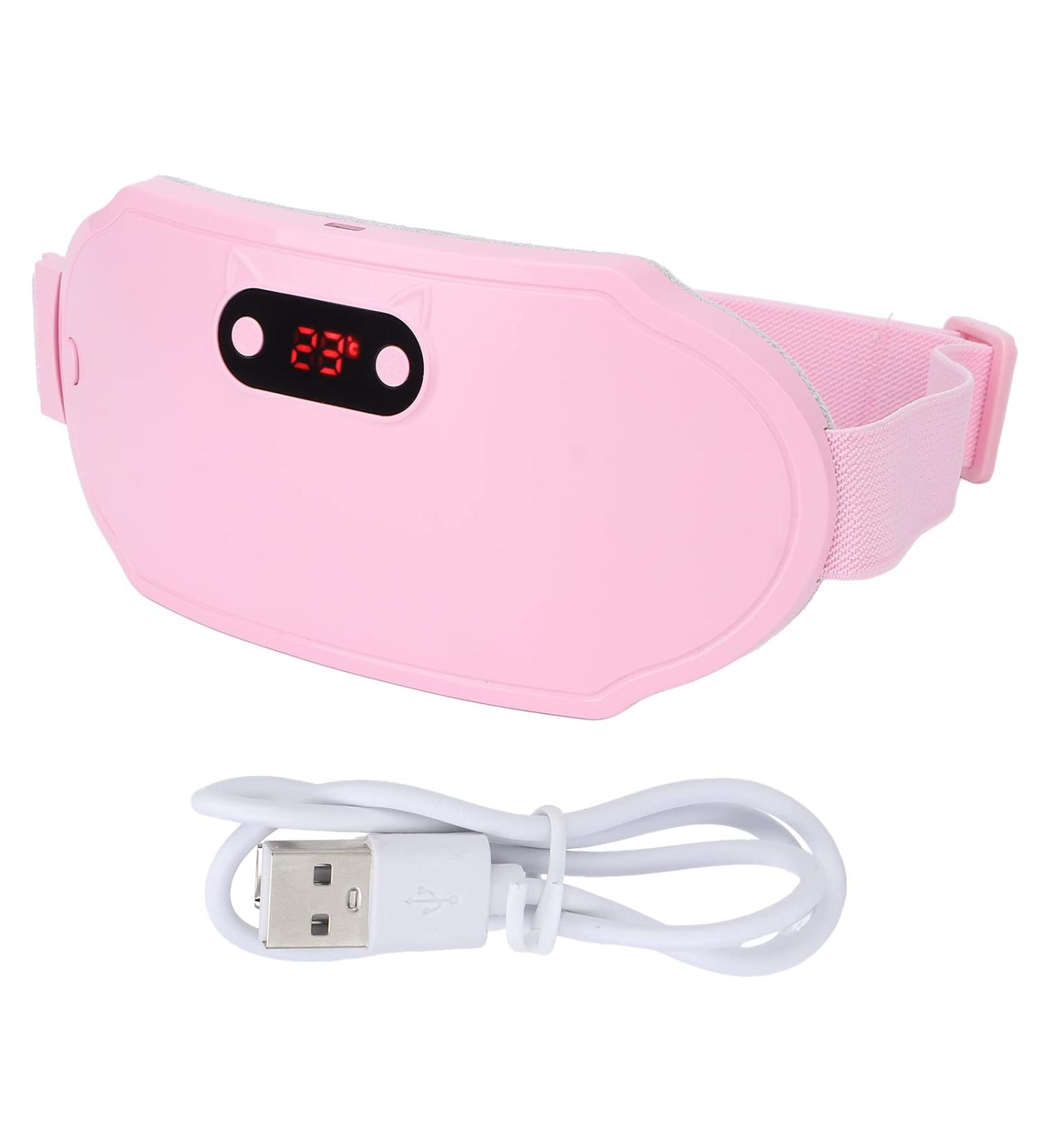 Electrically Heated Waist Belt - Pink | Menstrual Heating Belt with 6-Speed Vibration & Quick Heat Massage - Buy Online on GoSupps.com